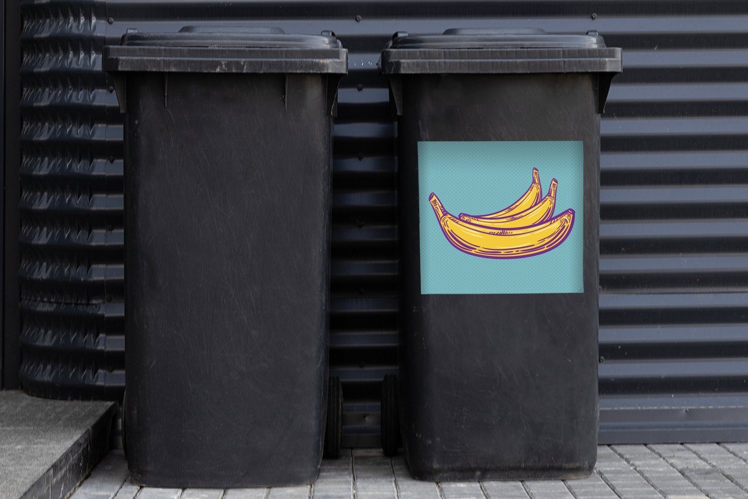 Mülleimer-aufkleber, von Mülltonne, Container, Abfalbehälter Wandsticker Bananen Sticker, (1 St), MuchoWow Illustration