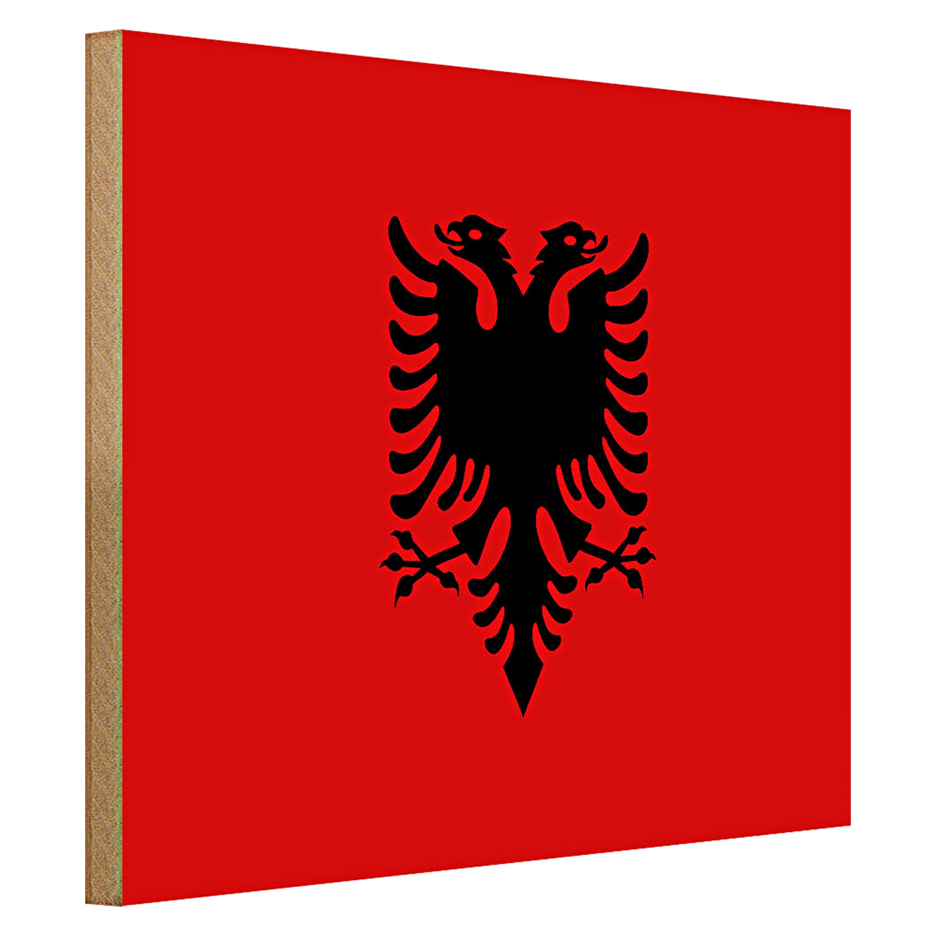 Roomando Holzbild Flagge Albanien 40x30cm Flag of Albania