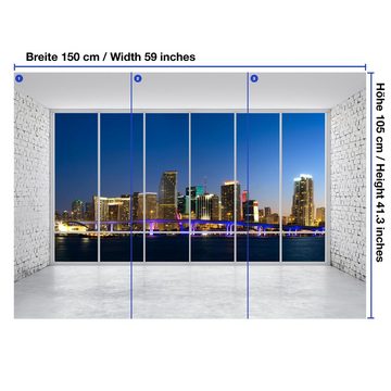 wandmotiv24 Fototapete 3D Panorama Miami, glatt, Wandtapete, Motivtapete, matt, Vliestapete