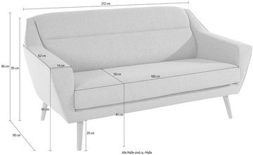 andas 2-Sitzer Bille, mit Naht im Rückenkissen und Eiche-Beinen, Design by Morten Georgsen
