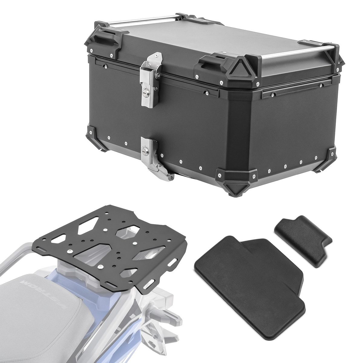 Bagtecs Topcase Set Alu Topcase + Gepäckbrücke passend für Suzuki V-Strom 800 23-26 #