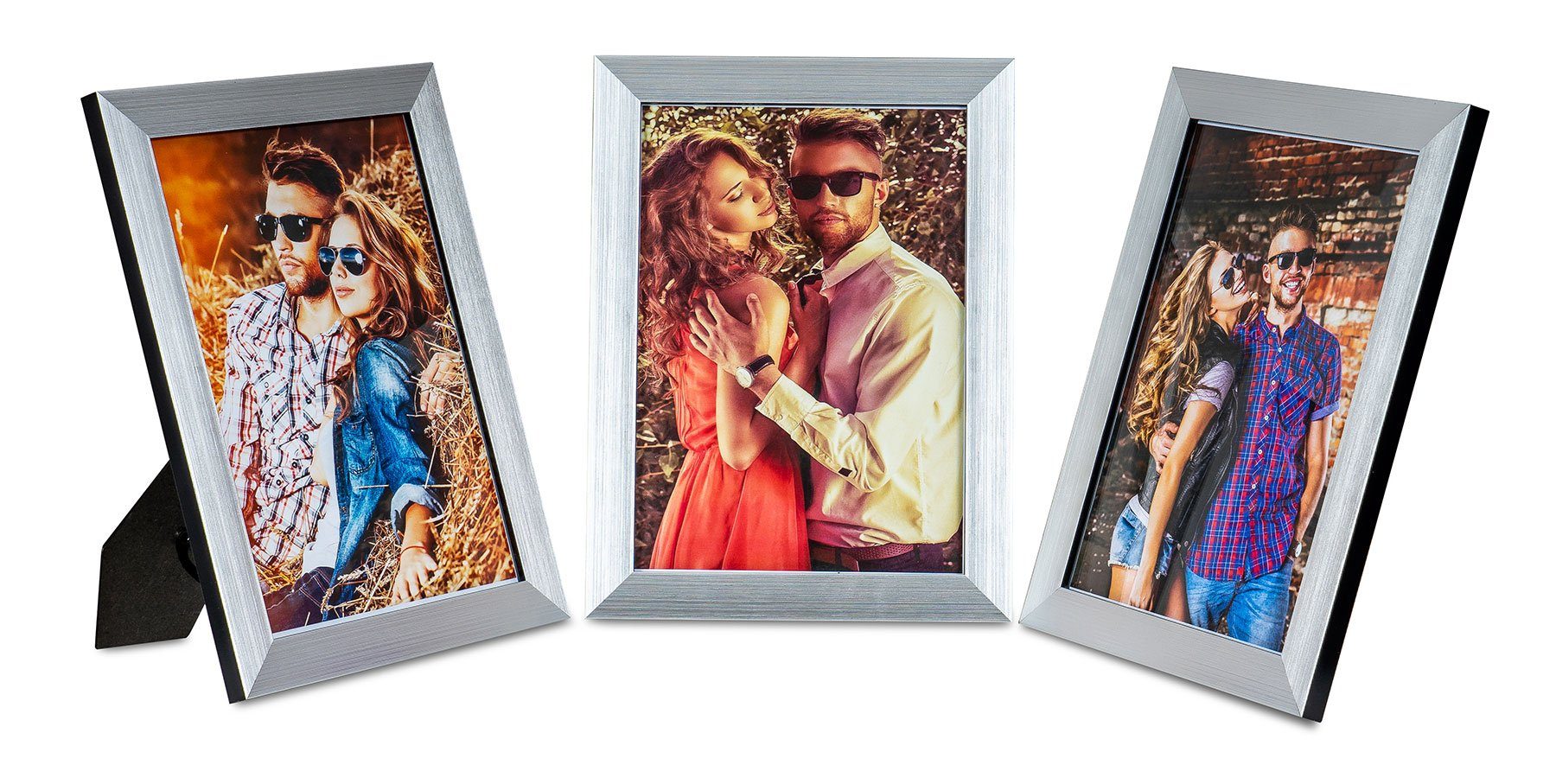 Levandeo® Bilderrahmen, 3er Set Bilderrahmen 15x20cm Aluminium Schwarz Fotorahmen