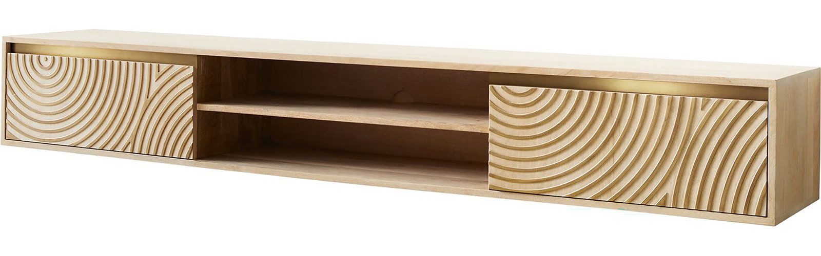 DELIFE Lowboard Budaya, Mango Natur 200 cm 2 Türen 2 Fächer schwebend Lowboard