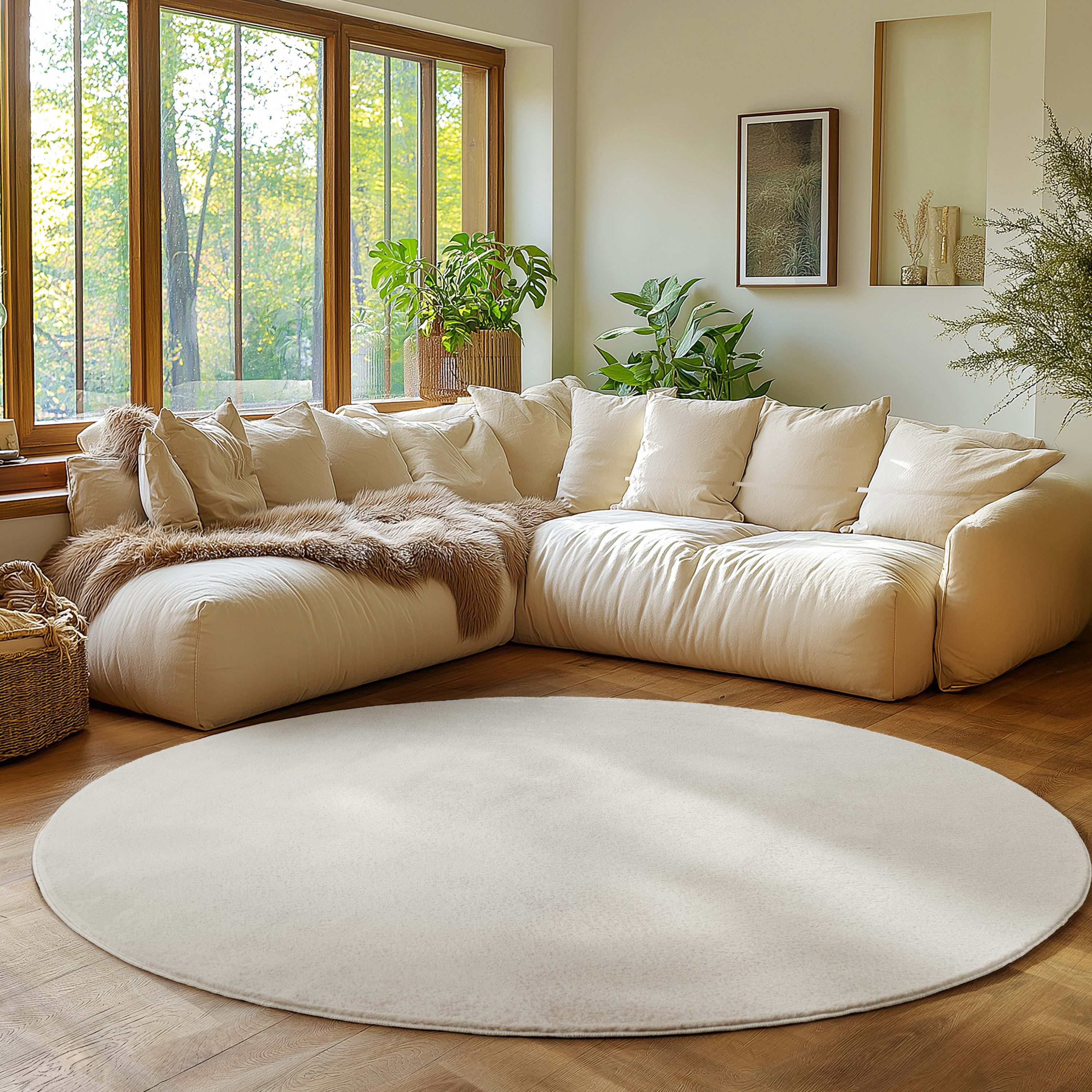 SIMPEX24 Teppich Unicolor - Einfarbig, Rund, Höhe: 11 mm, Perfekt geeignet für Wohnzimmer, Schlafzimmer,Kinderzimmer