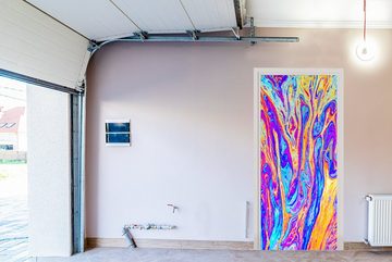 MuchoWow Türtapete Kunst - Farben - Psychedelisch, Matt, bedruckt, (1 St), Fototapete für Tür, Türaufkleber, 75x205 cm