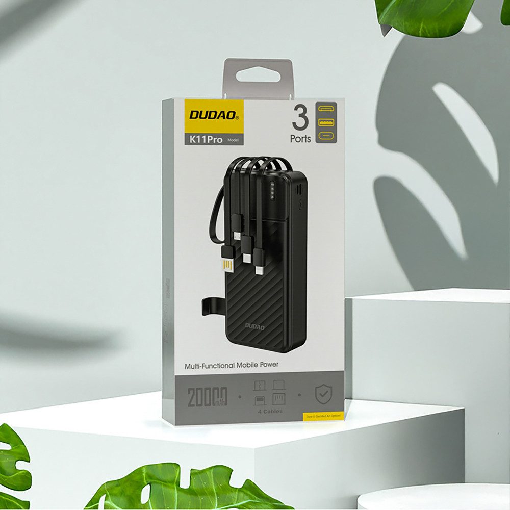 Dudao K11 PRO Powerbank 20000 mAh (5 V), 20000 mAh Powerbank mit 4 integrierten Kabeln – Bild 4 von 5