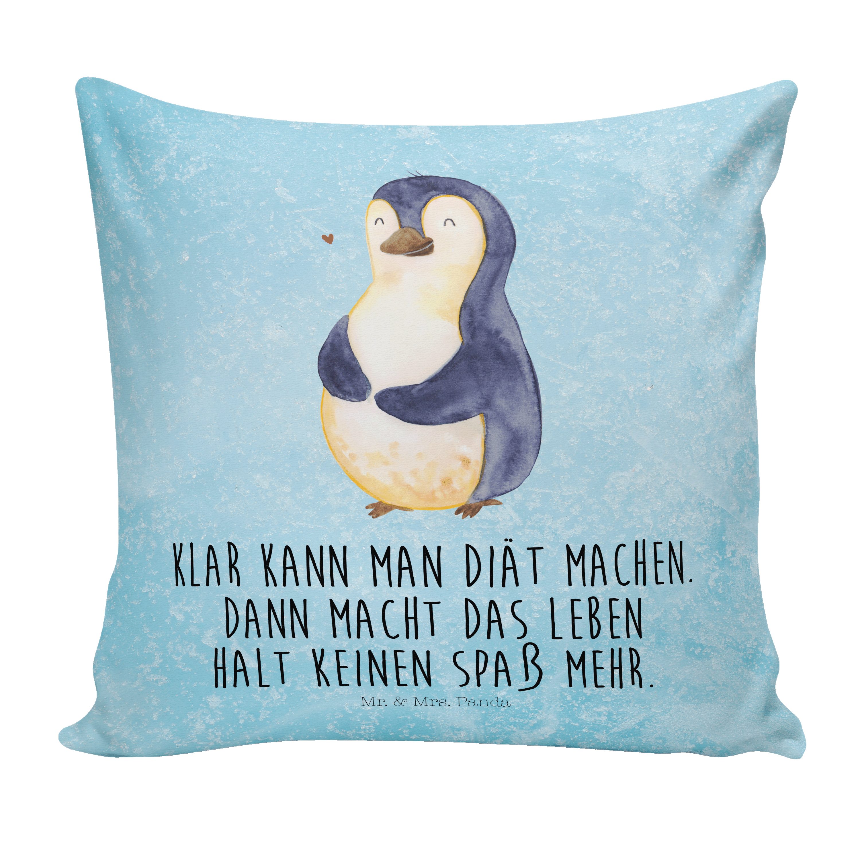 Mr. & Mrs. Panda - Dekokissen - Pinguin ku foodbaby, Kissenhülle, Eisblau Geschenk, Gewicht, Diät