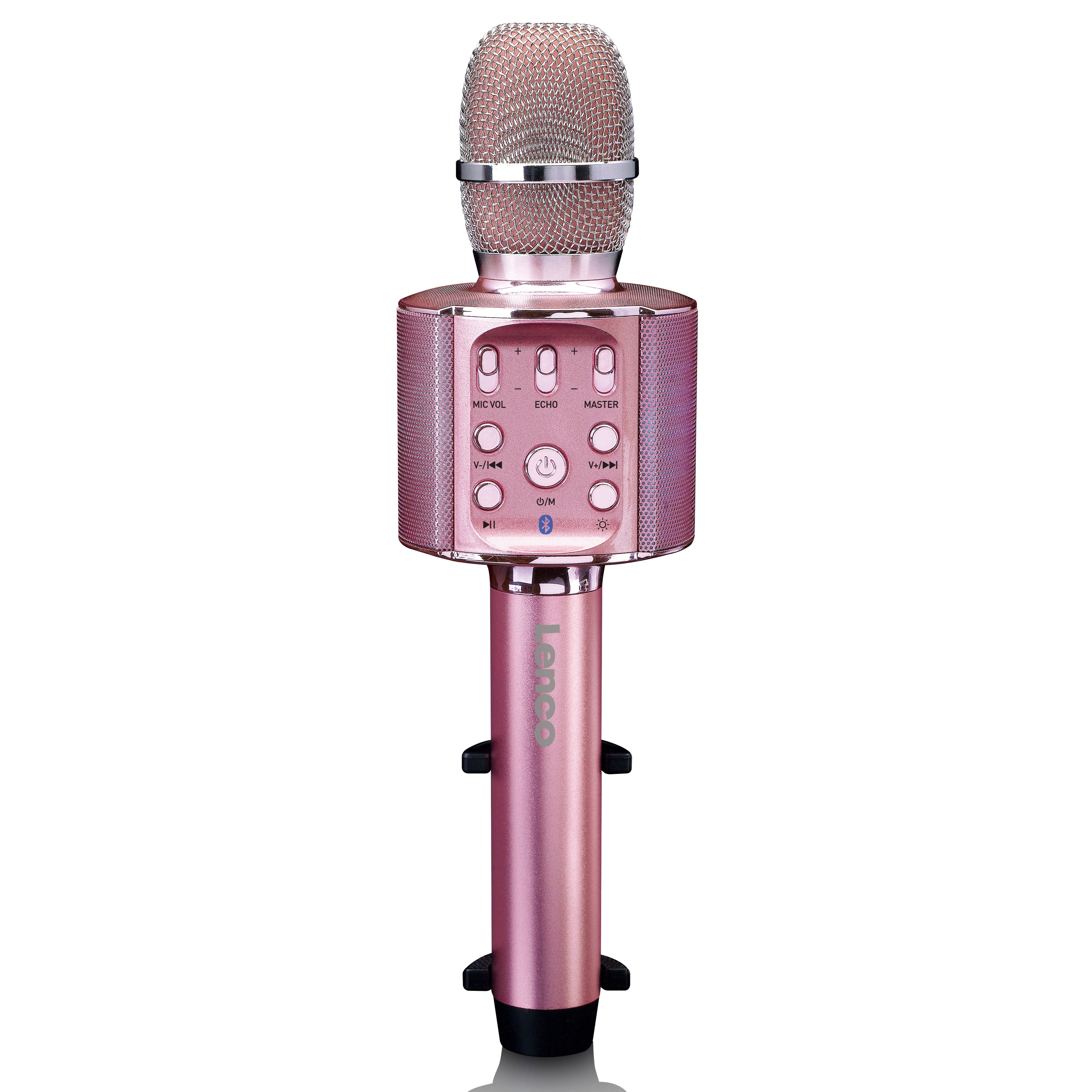 Lenco Mikrofon BMC-090PK (1-tlg), Karaoke-Mikrofon,Bluetooth 5.0,8 Std Akku,Licht & Stimmeffekte