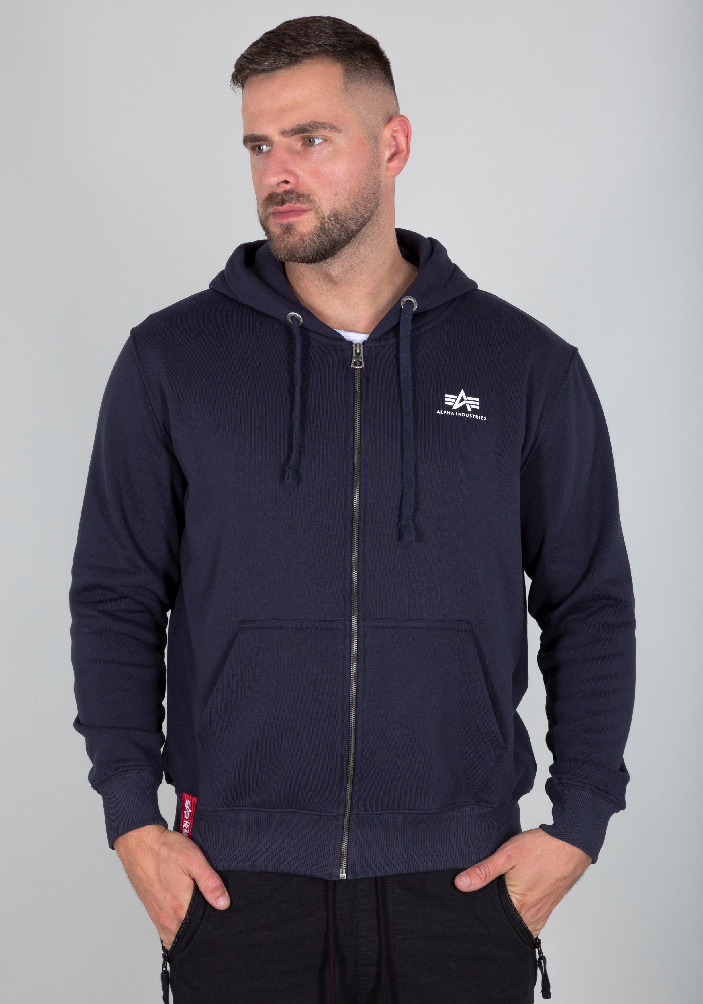 Alpha Industries Kapuzensweatjacke Basic Zip Hoody SL Baumwollmischung, regular fit