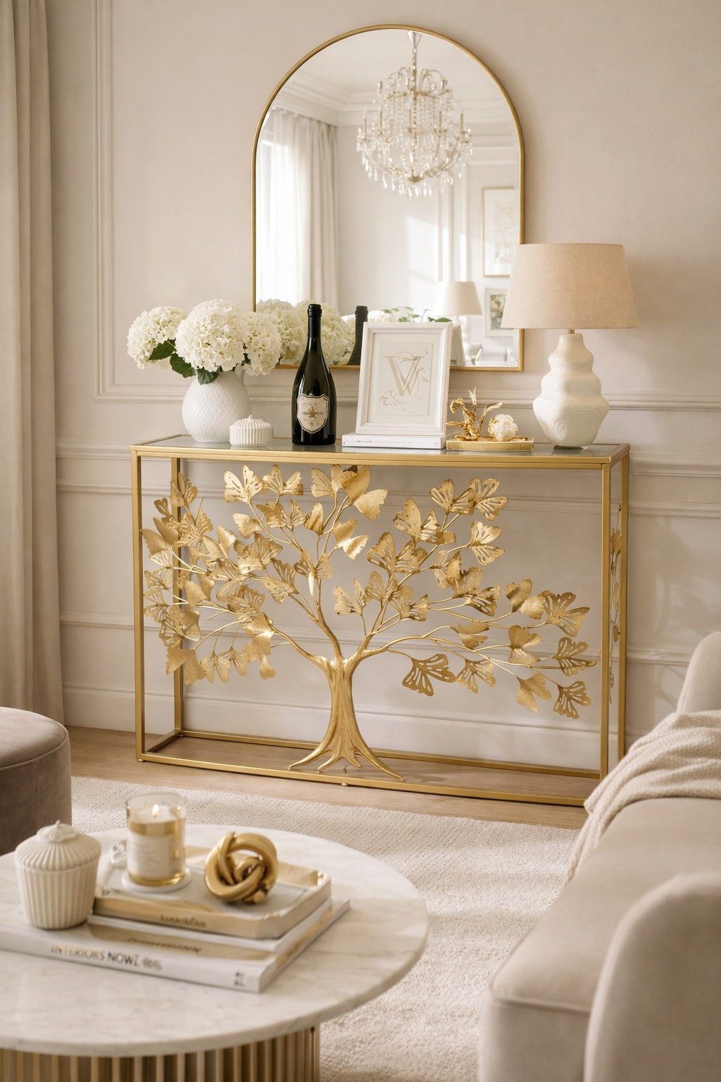 moebel-direkt-online Konsolentisch Eleganter Konsolentisch aus Metall mit Spiegelglas