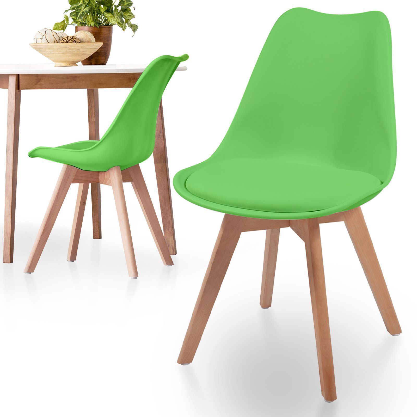 MIADOMODO Esszimmerstuhl Esszimmerstühle 2/4/6/8er Set - aus Kunststoff & Massivholz, Farbwahl (2 St) Grün