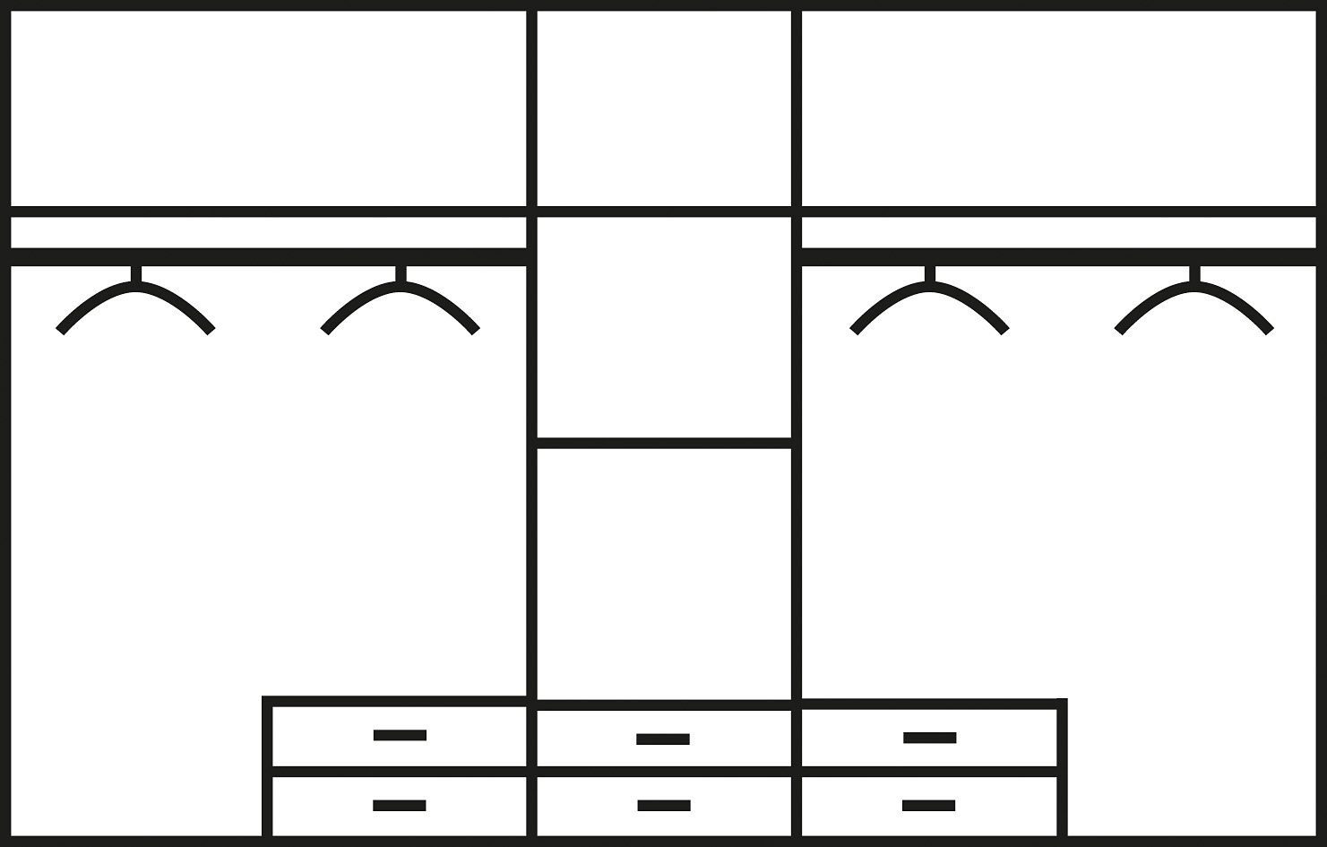priess Kleiderschrank mit gerundeten Elementen auf den Außentüren günstig online kaufen