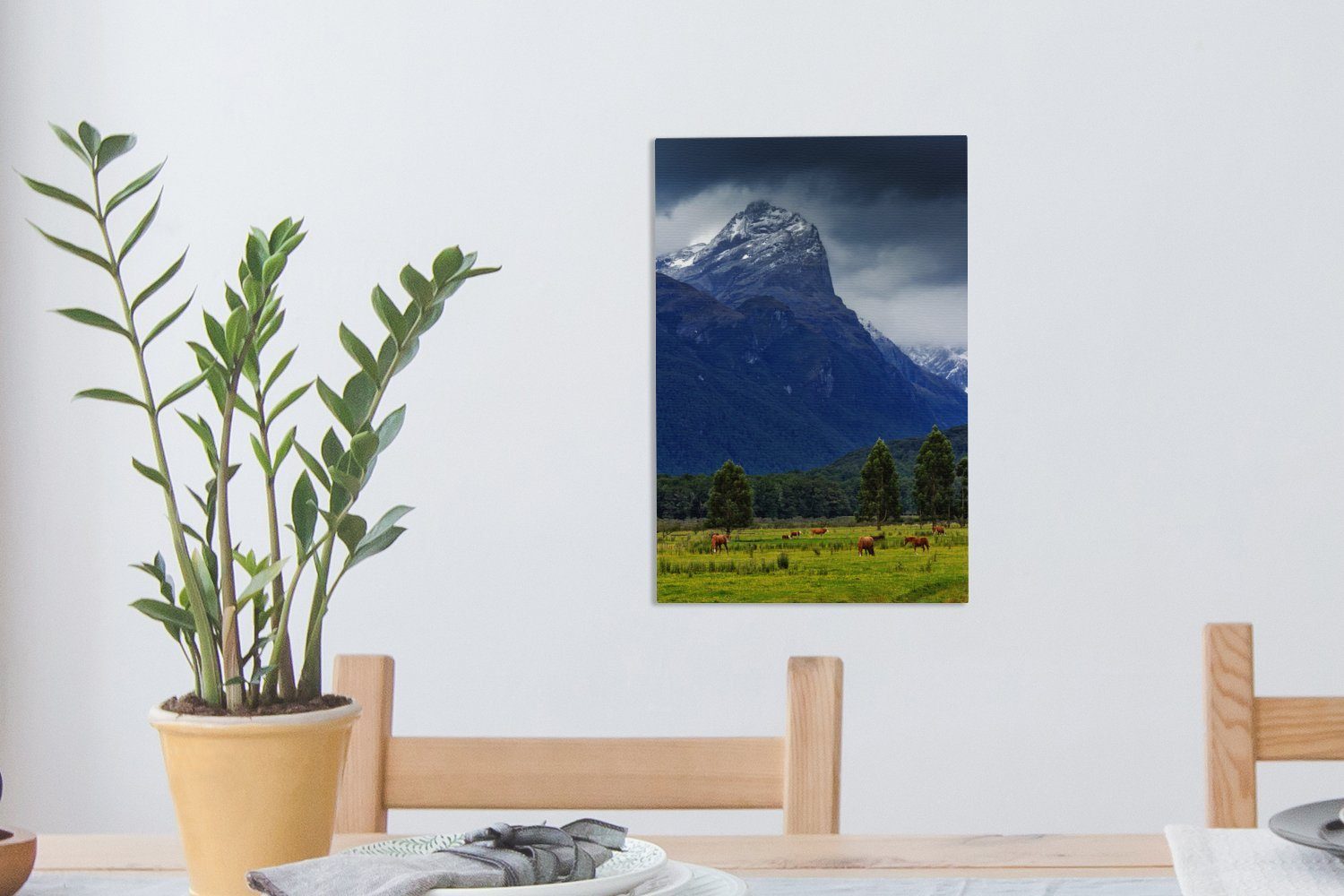 Gemälde, Aspiring 20x30 Leinwandbild Wiese Mount im Park National OneMillionCanvasses® Leinwandbild bespannt cm (1 Neuseeland, in St), Zackenaufhänger, inkl. fertig