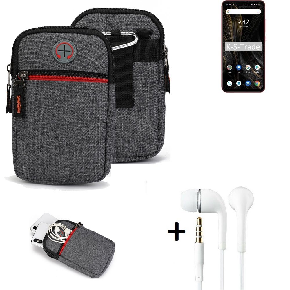 K-S-Trade Handyhülle für UMIDIGI Power 3, Gürteltaasche + Kopfhörer Handy  Tasche Holster Schutz Hülle