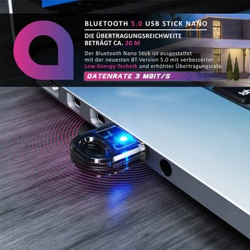 Aplic Bluetooth-Adapter, USB BT5.0 Stick / Dongle, hohe Reichweite, inkl. Treiber, BT Adapter