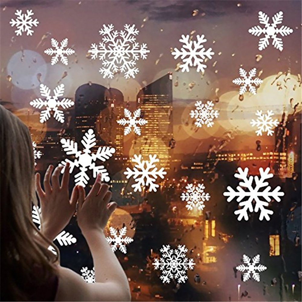 Leway Fensterbild »Weihnachten Schneeflocken Deko 81er Aufkleber in 3  Größen und 4 Formen«