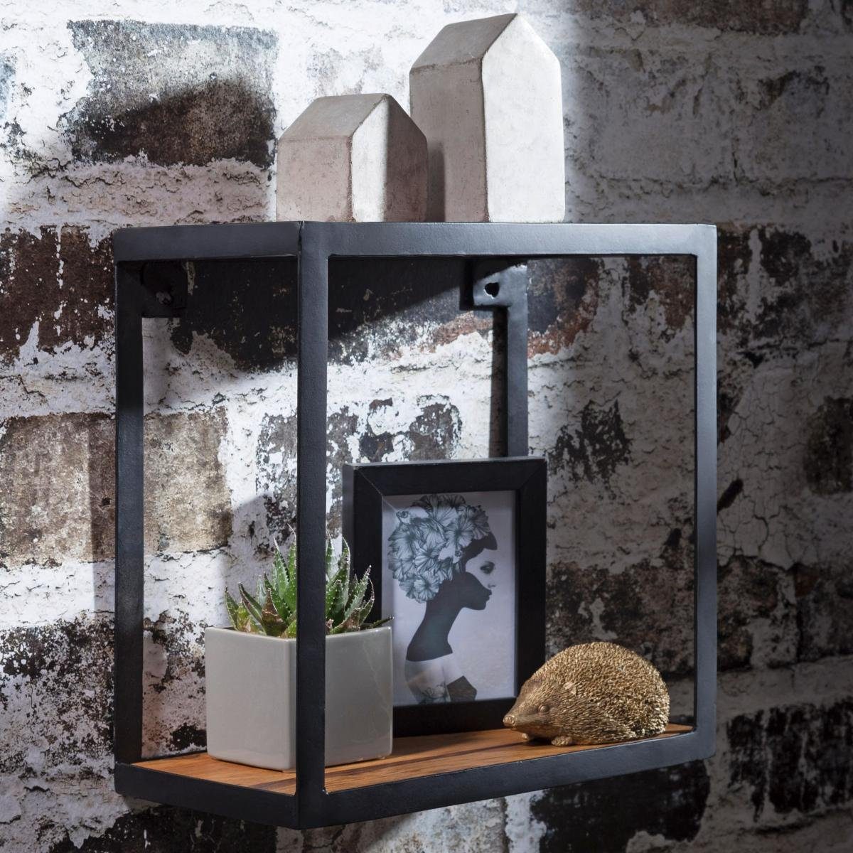 lovingHome® Deko-Wandregal Regal Wandregal Palisander Bücherregal Hängeregal Industrial, 1 Stück, Als Hängeregal und Standregal nutzbar