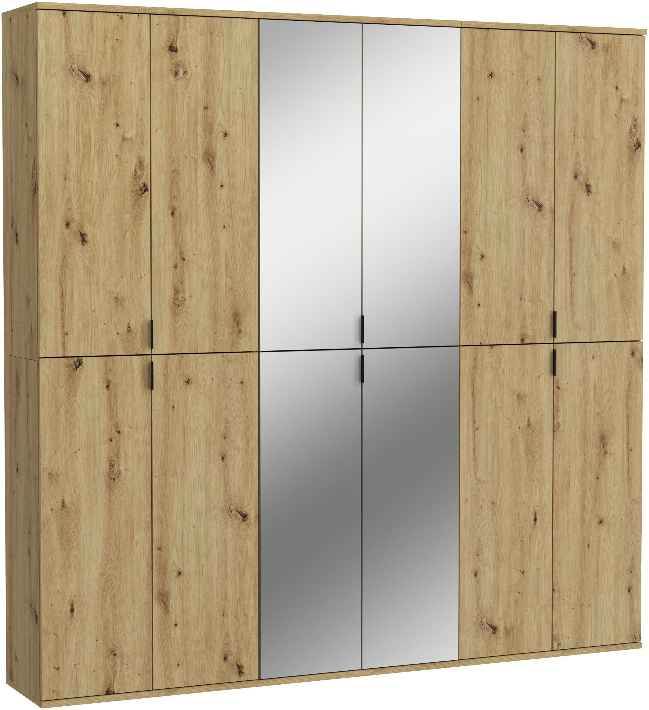 Home affaire Garderoben-Set Trondheim, Breite 183 cm, best. aus 3 Schränken, 12 Türen, 27 Fächer, (Set, 3-St), inkl. ausziehbarer Kleiderstange, Garderobenschrank, Kleiderschrank