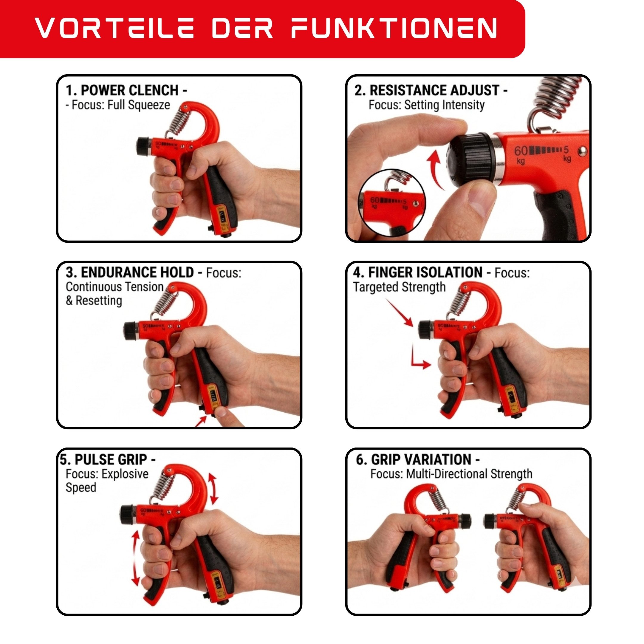 Endless Handmuskeltrainer EL1039 Einstellbare Hand Grip Strengthener, Griffkraft Trainer (Trainingsgeräte für zu Hause und im Fitnessstudio, Unterarm- und Fingerkraft-Greifer-Übungen), Einstellbares Griffstärkungsgerät für die Hand