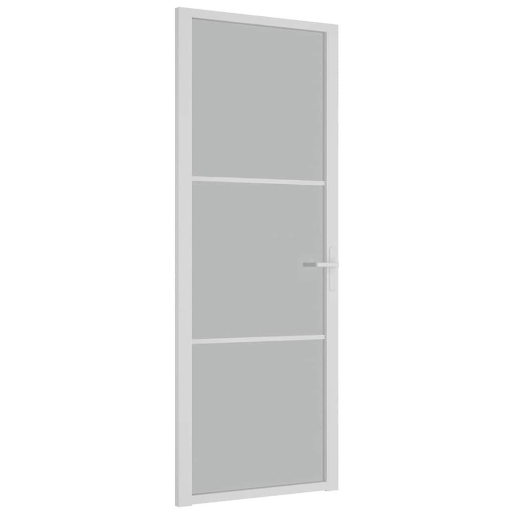 vidaXL Haustür Innentür 76x201,5 cm Weiß Mattglas und Aluminium (1-St)