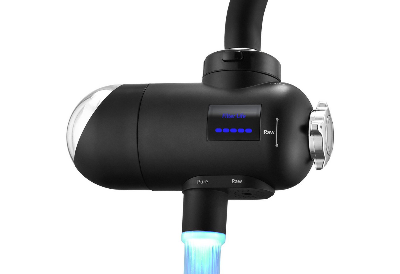 HOMELODY Wasserhahnfilter Wasserfilter für Trinkwasser mit UV-Licht und LED-Anzeige, Doppelmodus, Aktivkohle,Schwarz,für Standard-Wasserhähne