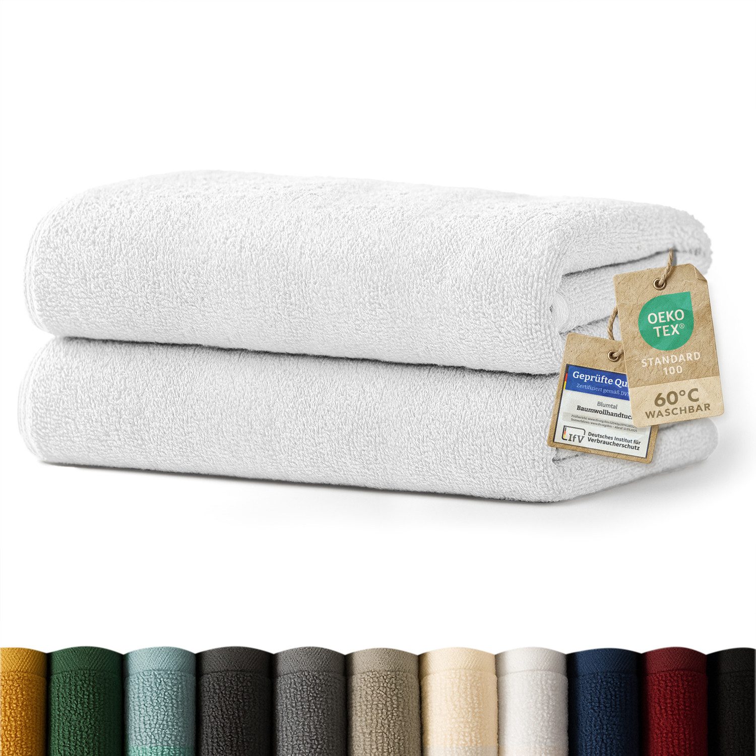 Blumtal Badetücher 2er-Set Premium Frottier-Badetuch in 70x140cm, 100% Baumwolle, Baumwolle (2X (70x140 cm), 2-St), Oeko-TEX zertifiziertes Badetuch - saugstarkes Frottiertücher Set