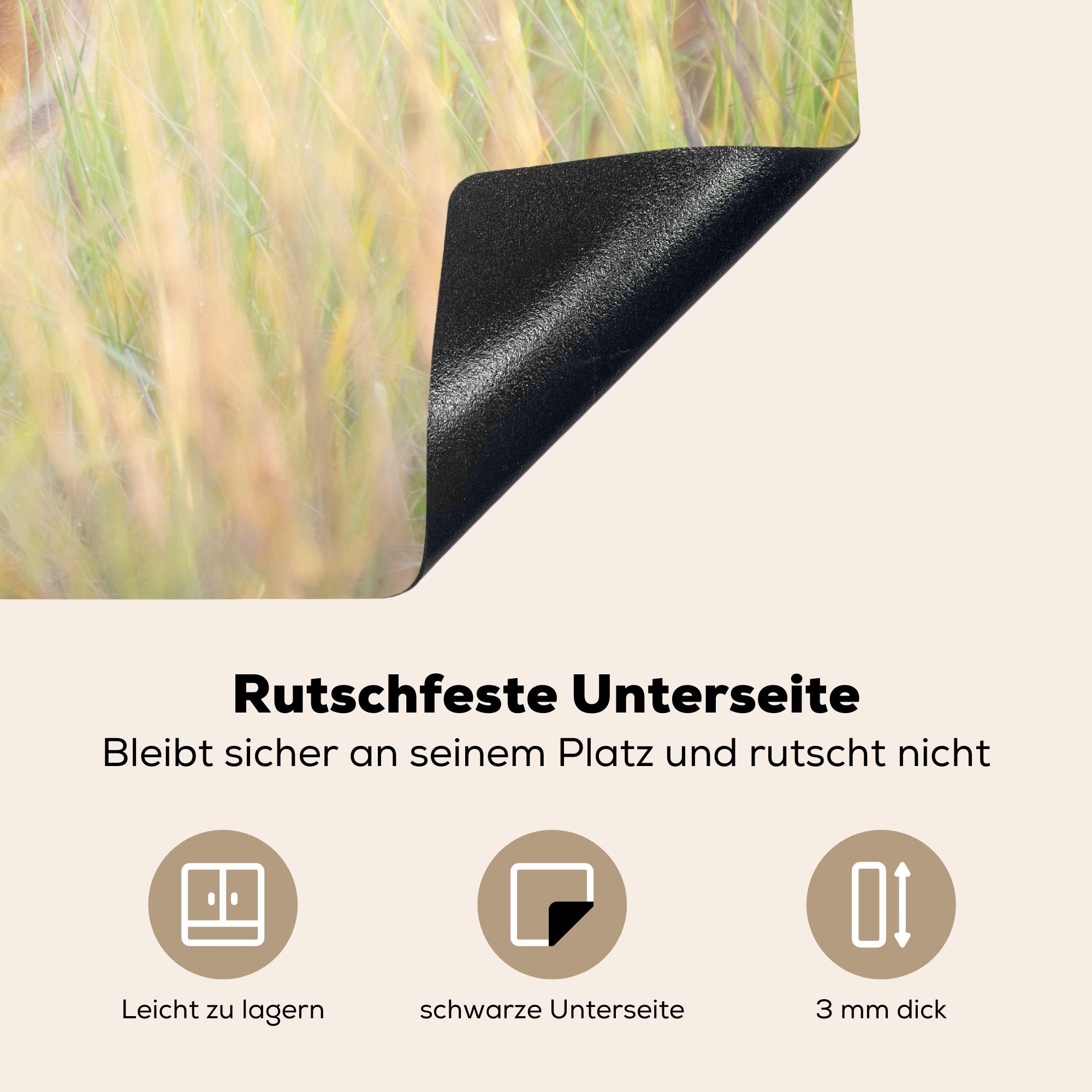 71x52 Induktionskochfeld küche, für Schutz Gras - Grün, cm, - die Herdblende-/Abdeckplatte (1 MuchoWow tlg), Ceranfeldabdeckung Vinyl, Hirsche