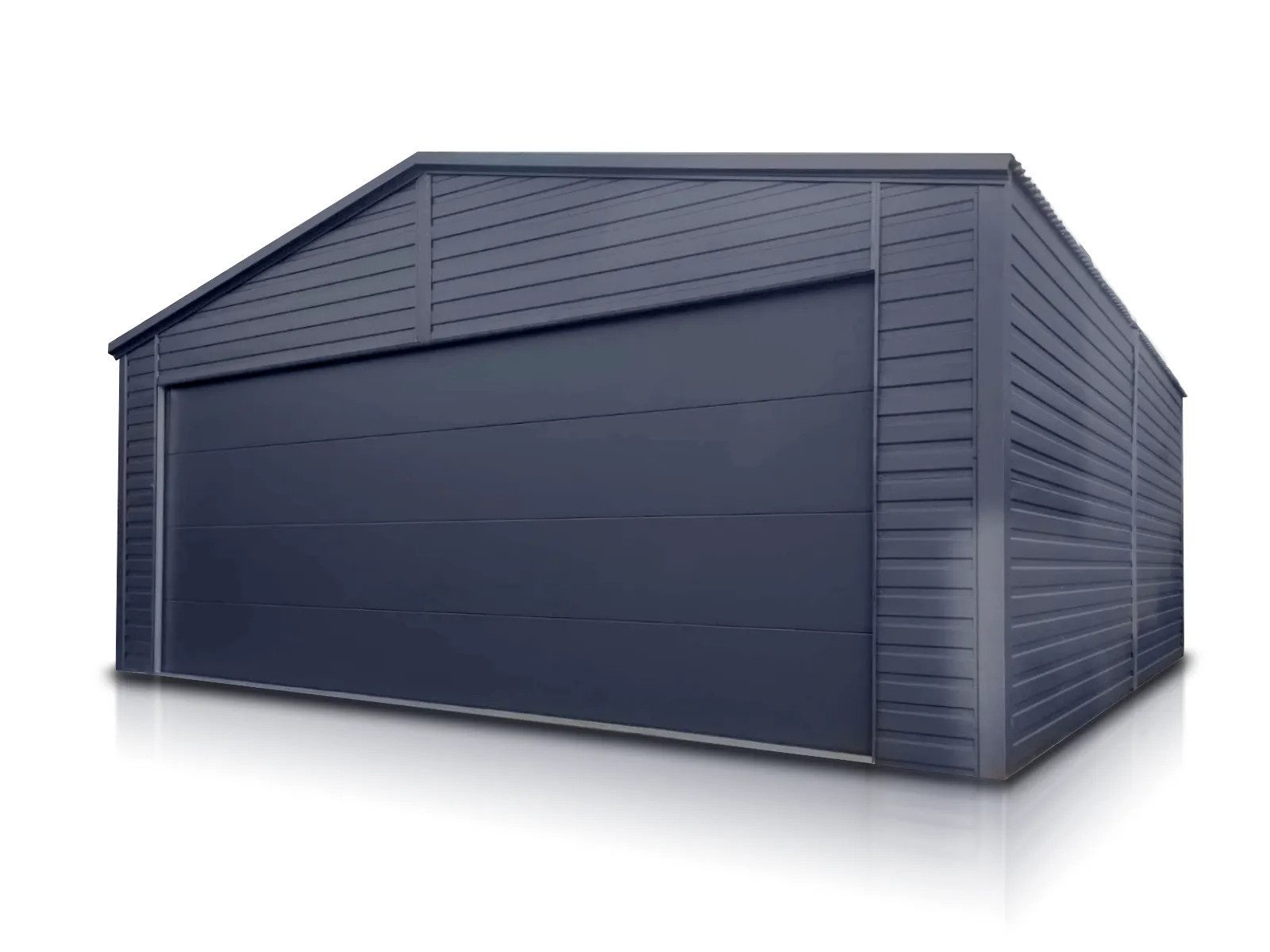 LiderStal Garage Einzelgarage aus Blech 600 x 580 cm Graphit Satteldach Sektionaltor (Set, für einen PKW), Satteldach, Sektionaltor mit Antrieb, Graphit
