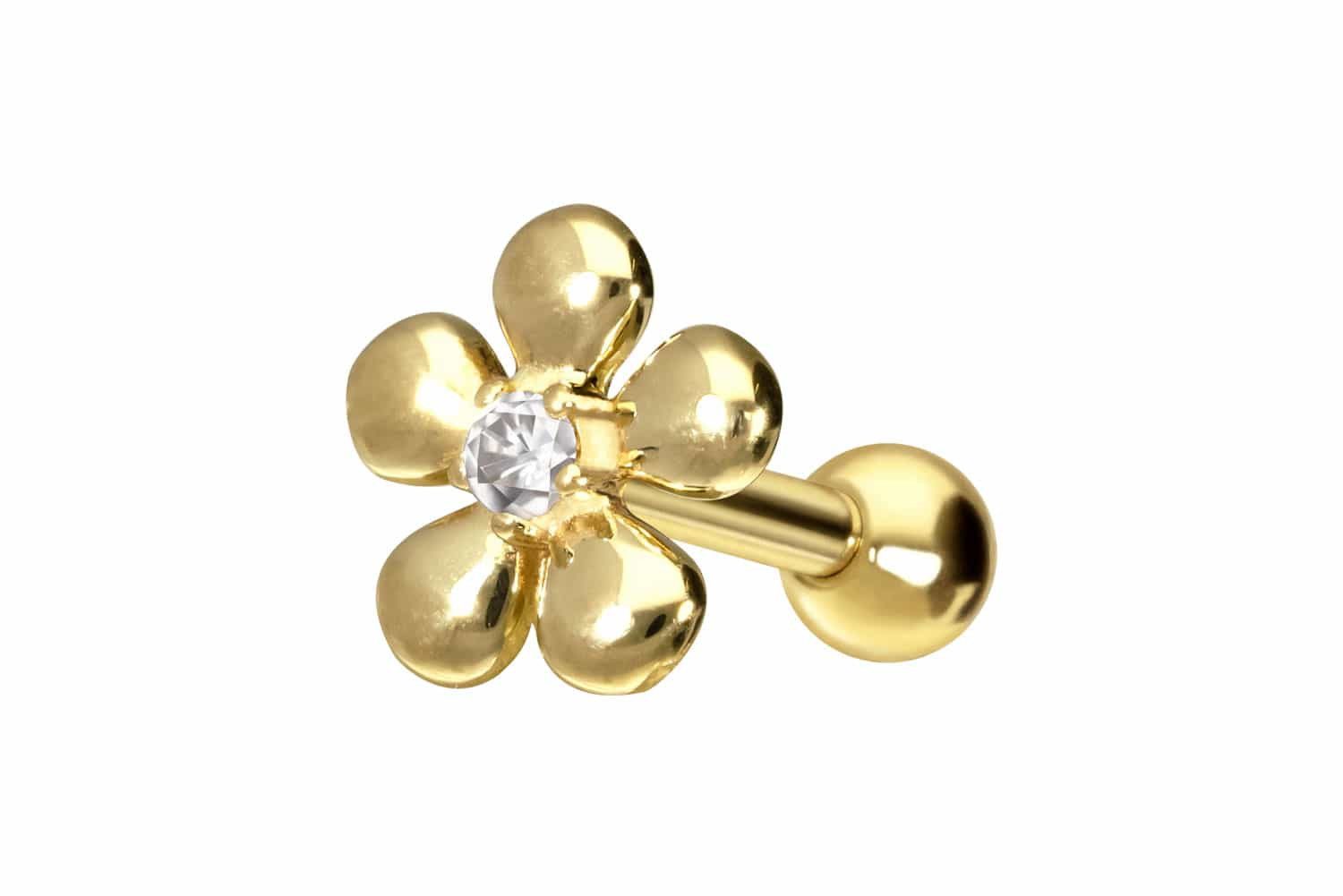Piercing-Set 14/18 Karat Gold Ohrpiercing MOISSANIT + BLUME
