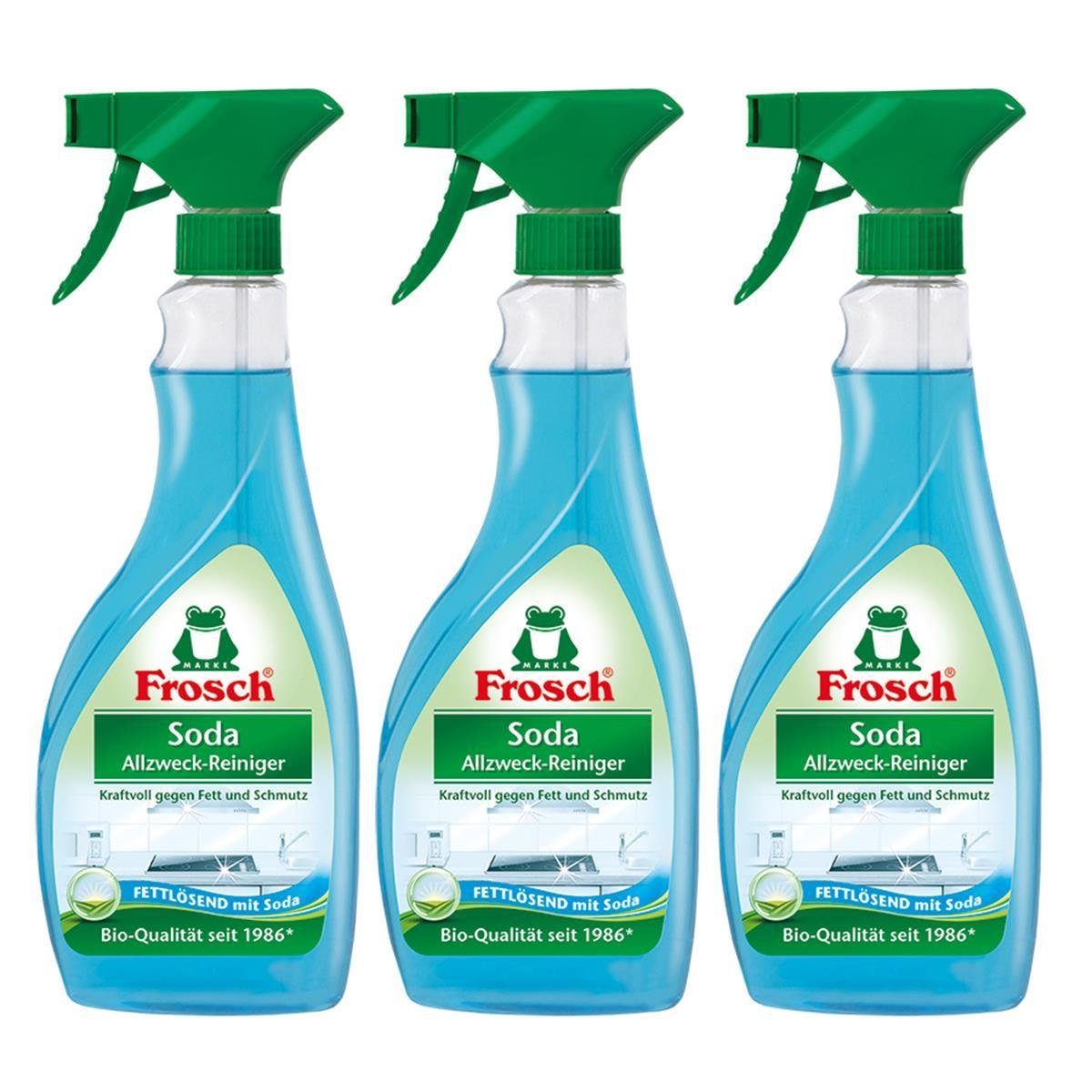 FROSCH 3x Frosch Soda Allzweck-Reiniger 500 ml Sprühflasche Allzweckreiniger