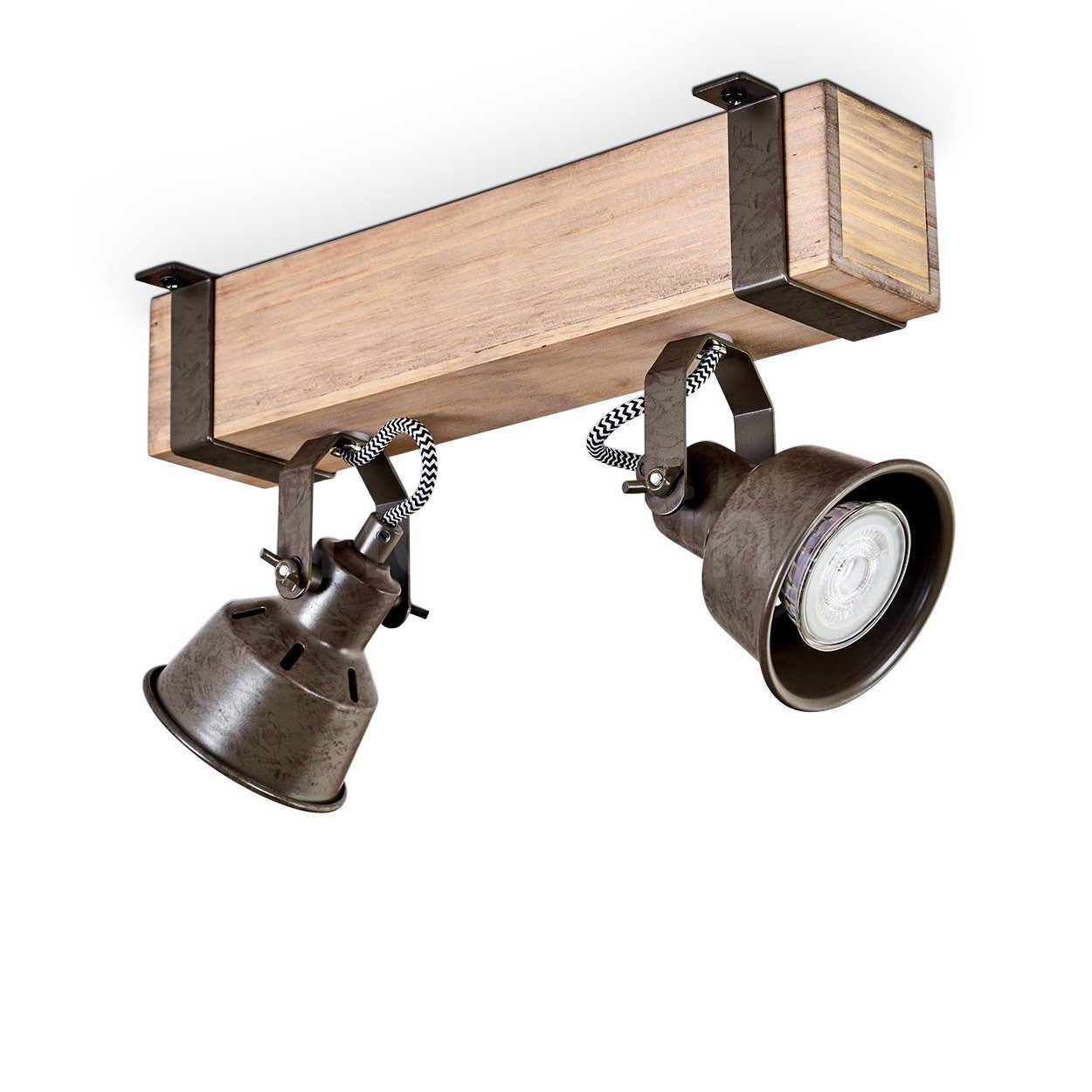 hofstein Deckenleuchte moderne Deckenlampe aus Metall/Holz in Grün-Grau/Nat günstig online kaufen