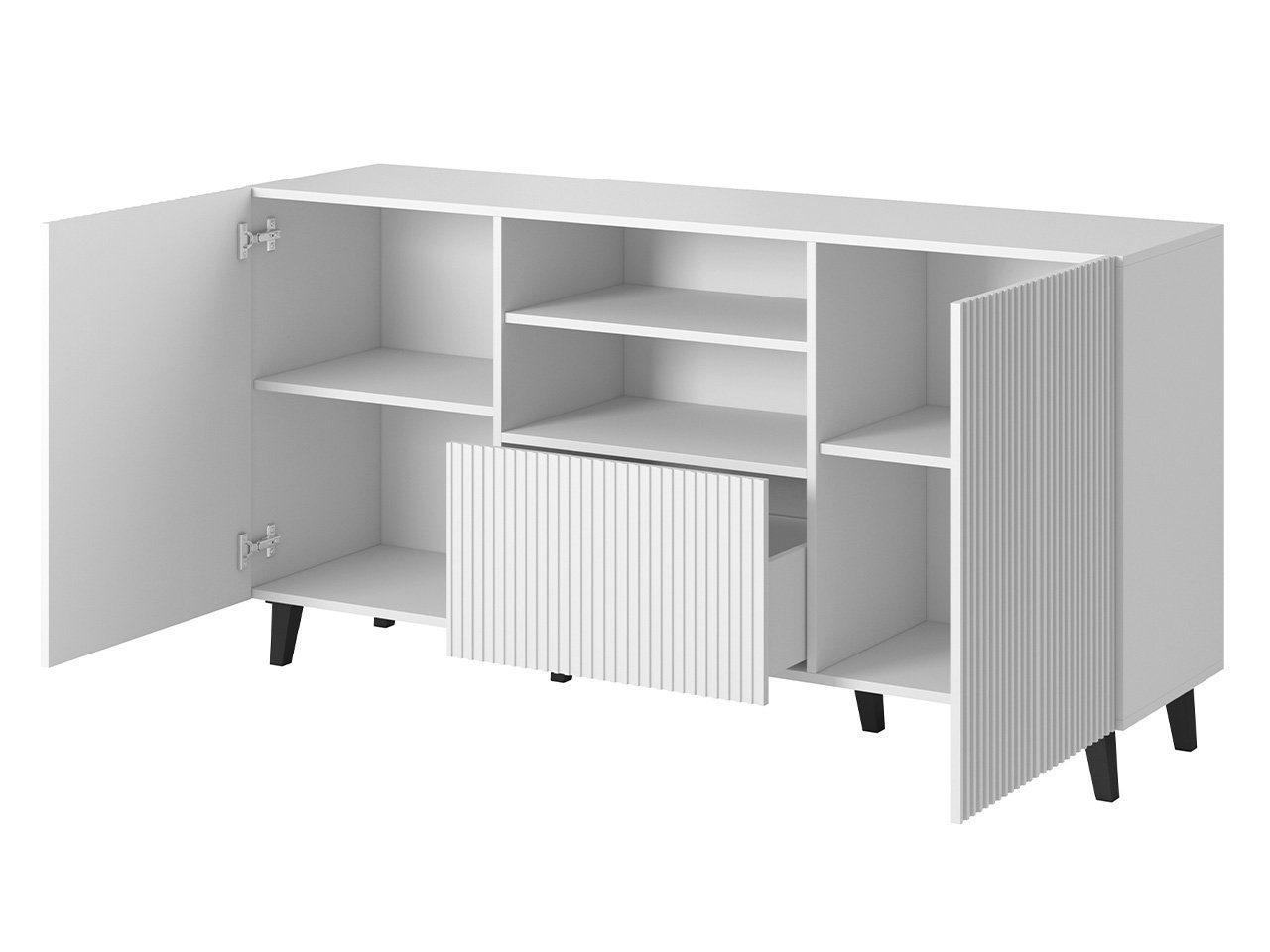 MIRJAN24 Kommode Pafos 150 (mit 2 Türen und Schublade), 151x42x83 cm, Fronten gefräst