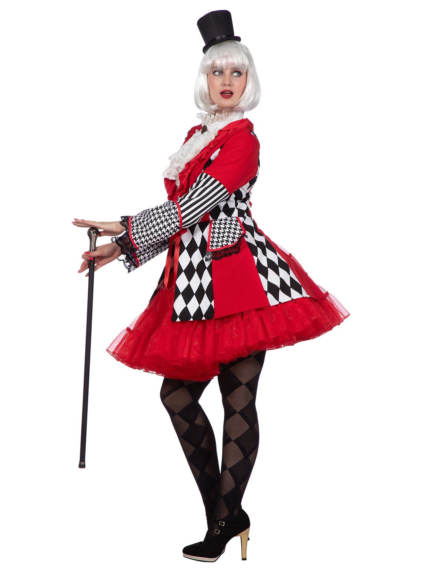 Metamorph Kostüm Harlekin Jacke für Damen, Damenjackett für Zirkus, Clowns und Karneval