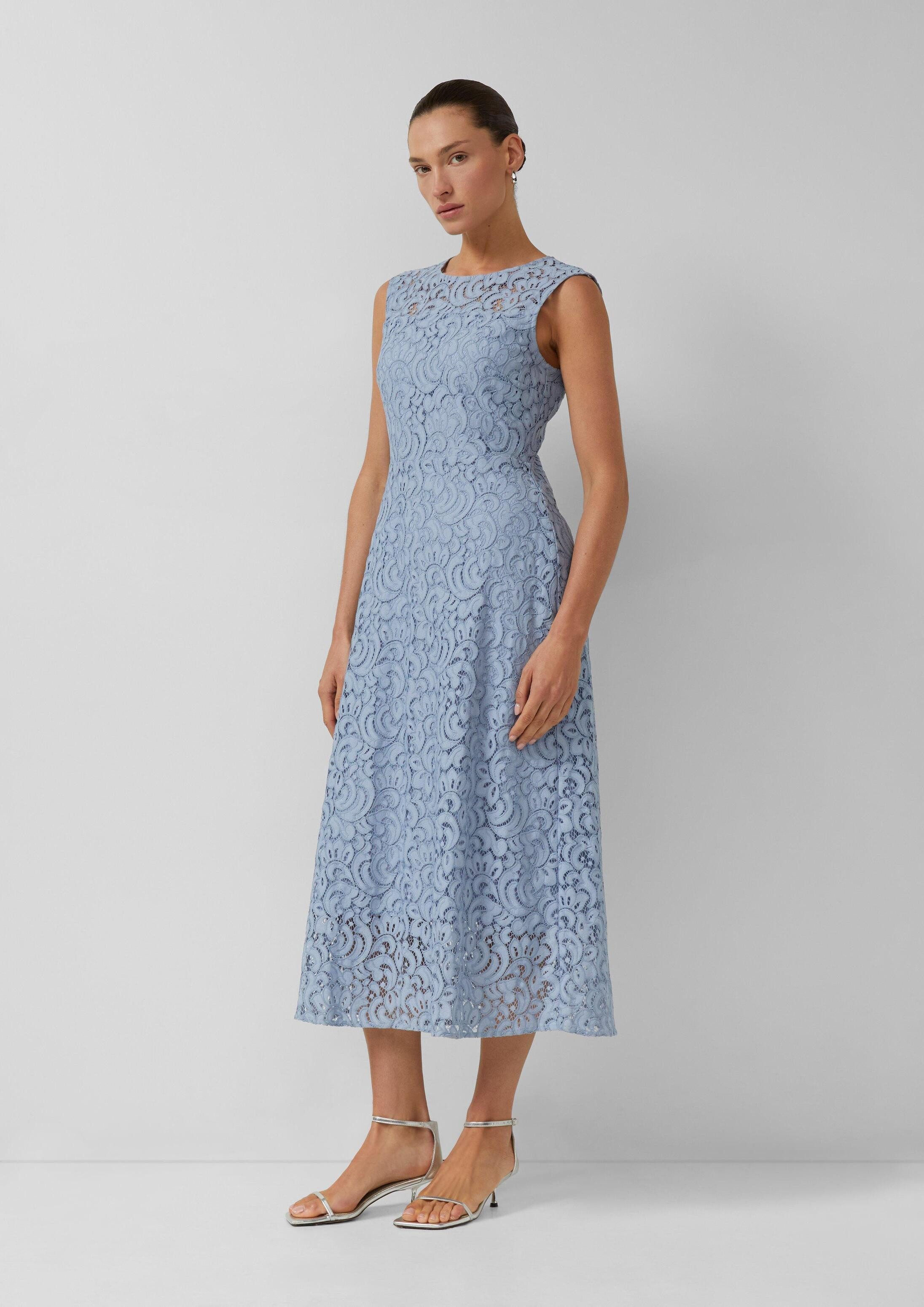 s.Oliver Midikleid Kleid Midikleid mit Spitzendetails und Viskosefutter