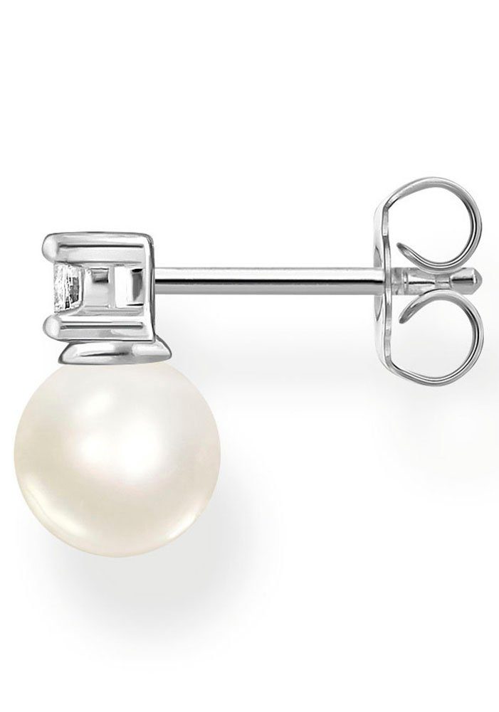 THOMAS SABO Single-Ohrstecker Perle mit weißem Stein, mit Zirkonia (synth) - mit Süßwasserzuchtperle