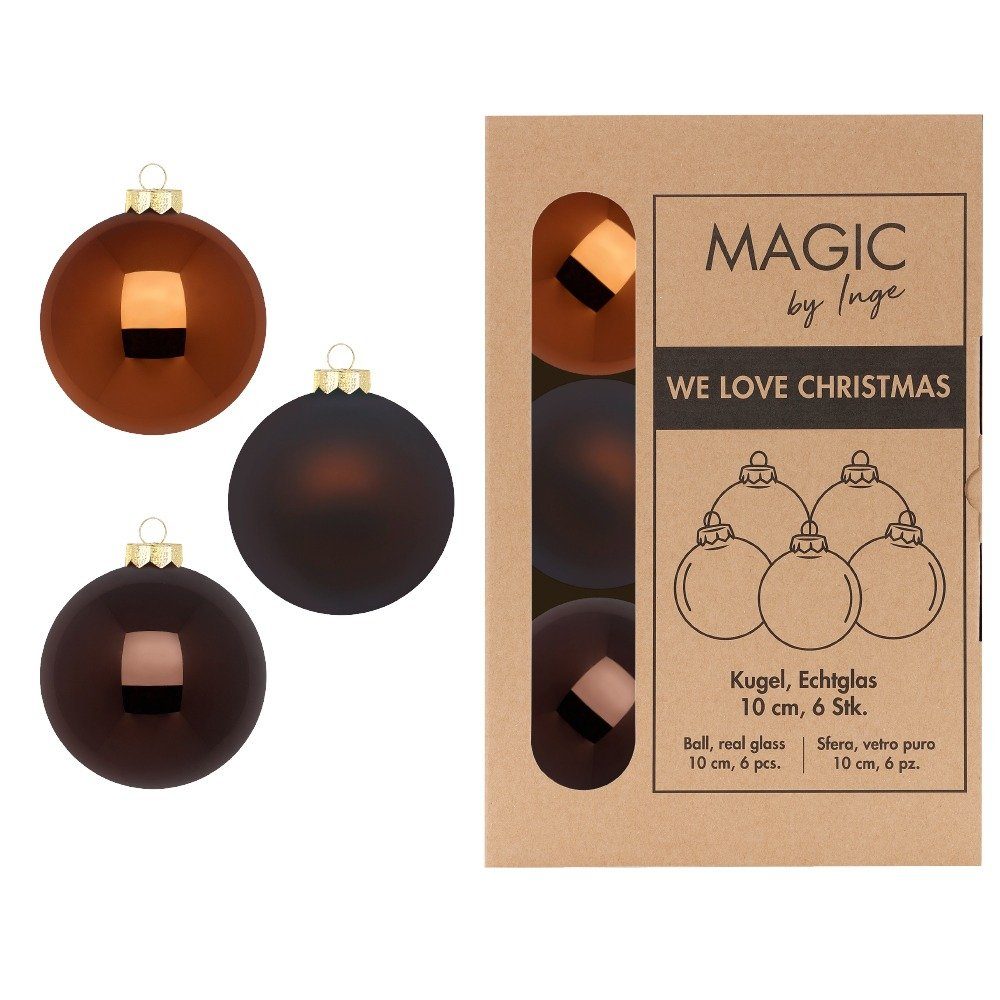 MAGIC by Inge Weihnachtsbaumkugel, Weihnachtskugeln Glas 10cm 6 Stück