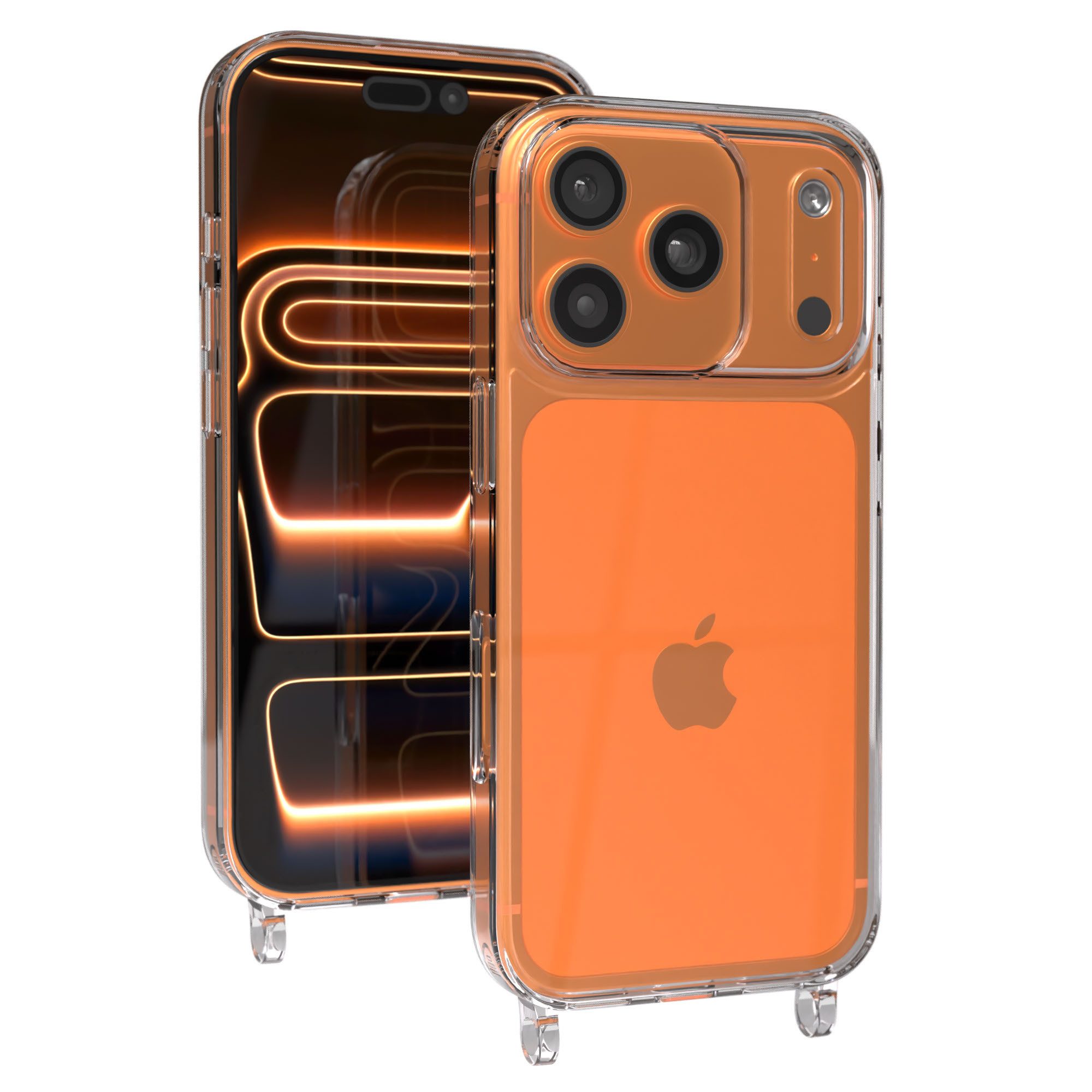 EAZY CASE Handykette Handyhülle für Handyketten mit Befestigungsösen 6,3 Zoll, Silikonhülle mit Ösen für Band, Transparentes Cover