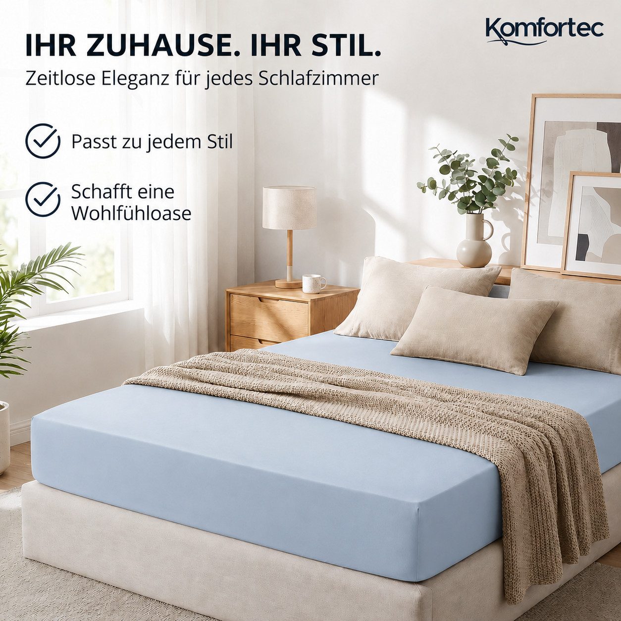 Komfortec Spannbettlaken Boxspringbett bis 15cm - 30cm Matratzenhöhe, Mikrofaser, Gummizug: Rundum, (1 Stück), 140x200 cm, Rot – Bild 2 von 5