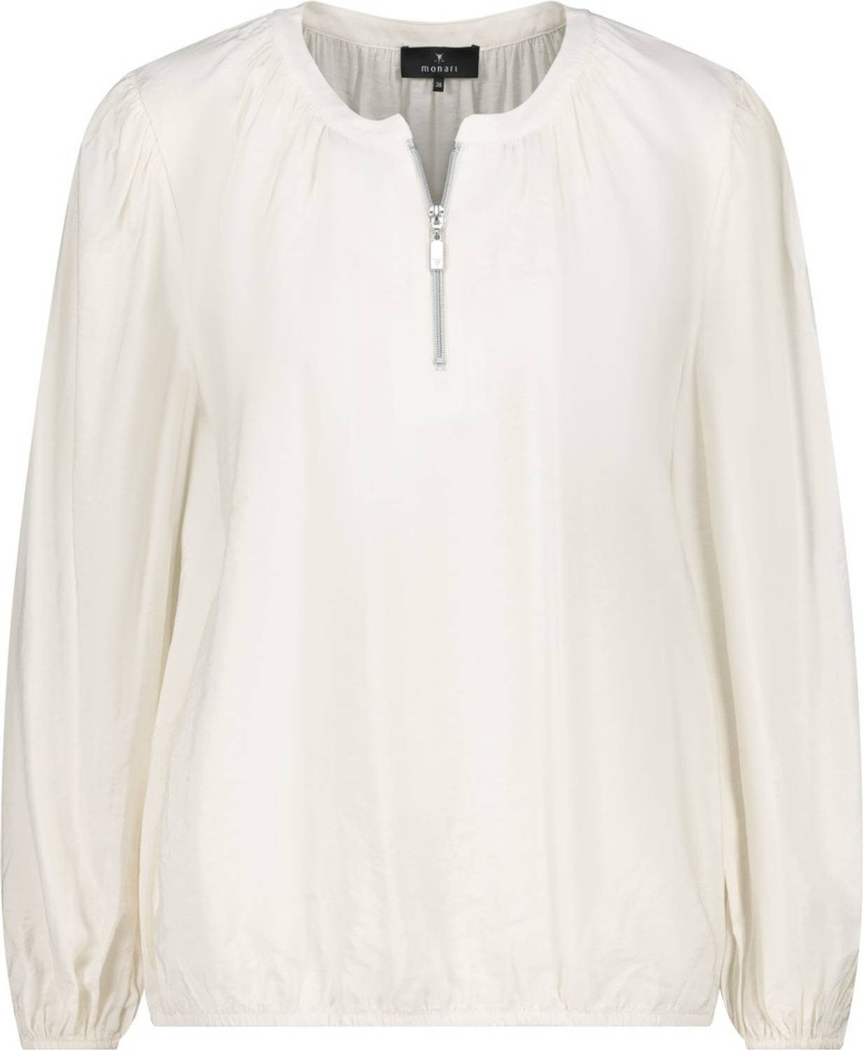 Monari Klassische Bluse 808898 Modal-Bluse mit Reißverschluss und elastischen Säumen