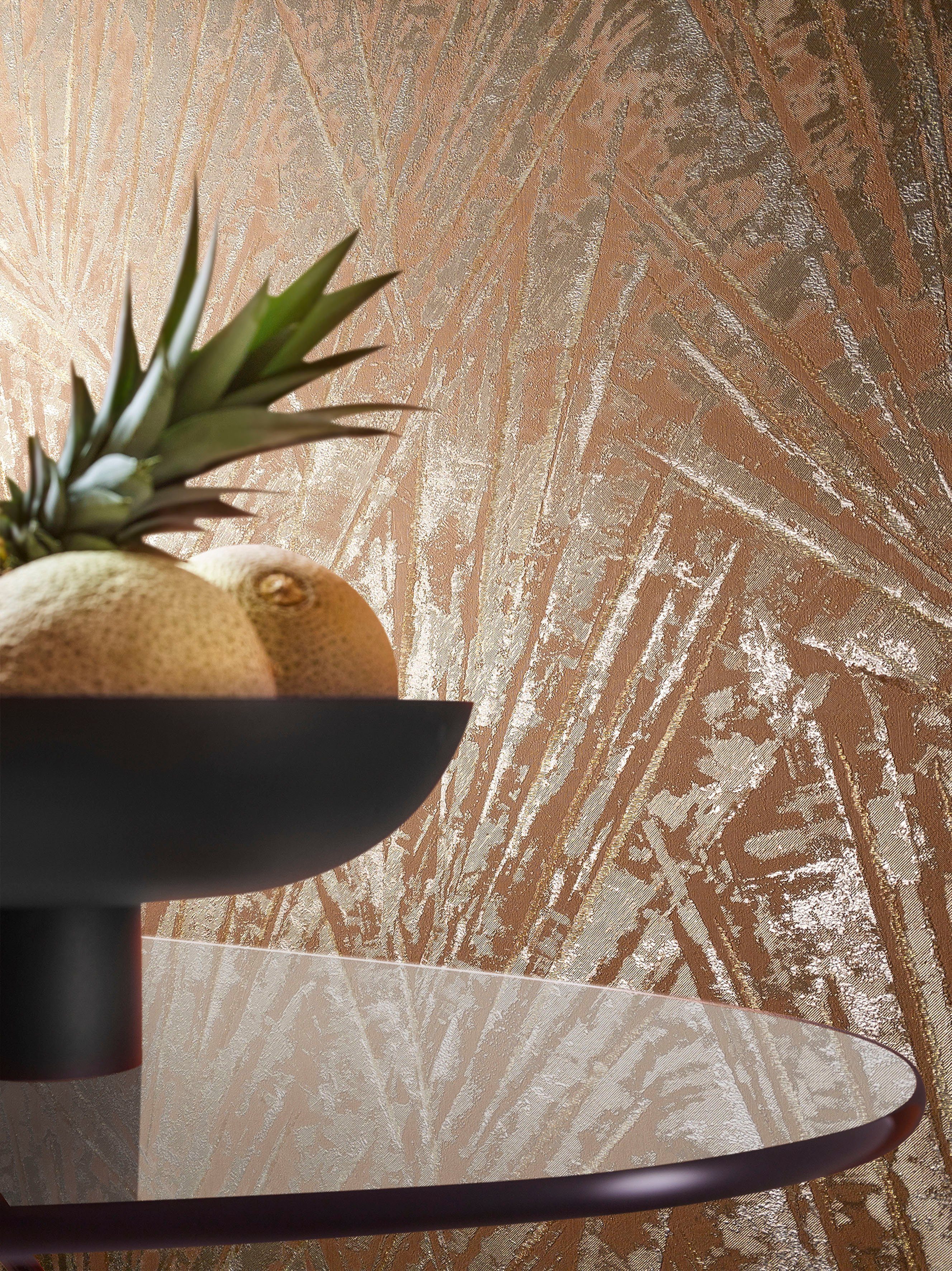 Marburg Vliestapete Palm, geprägt, Kunst moderne Vliestapete für Wohnzimmer Schlafzimmer Küche rot