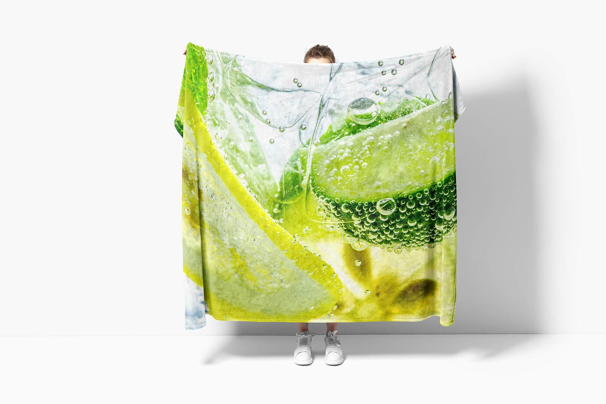 Baumwolle-Polyester-Mix Handtuch Kuscheldecke Zitronen Handtücher Fotomotiv mit Sinus (1-St), Art Strandhandtuch Saunatuch Handtuch Limetten,