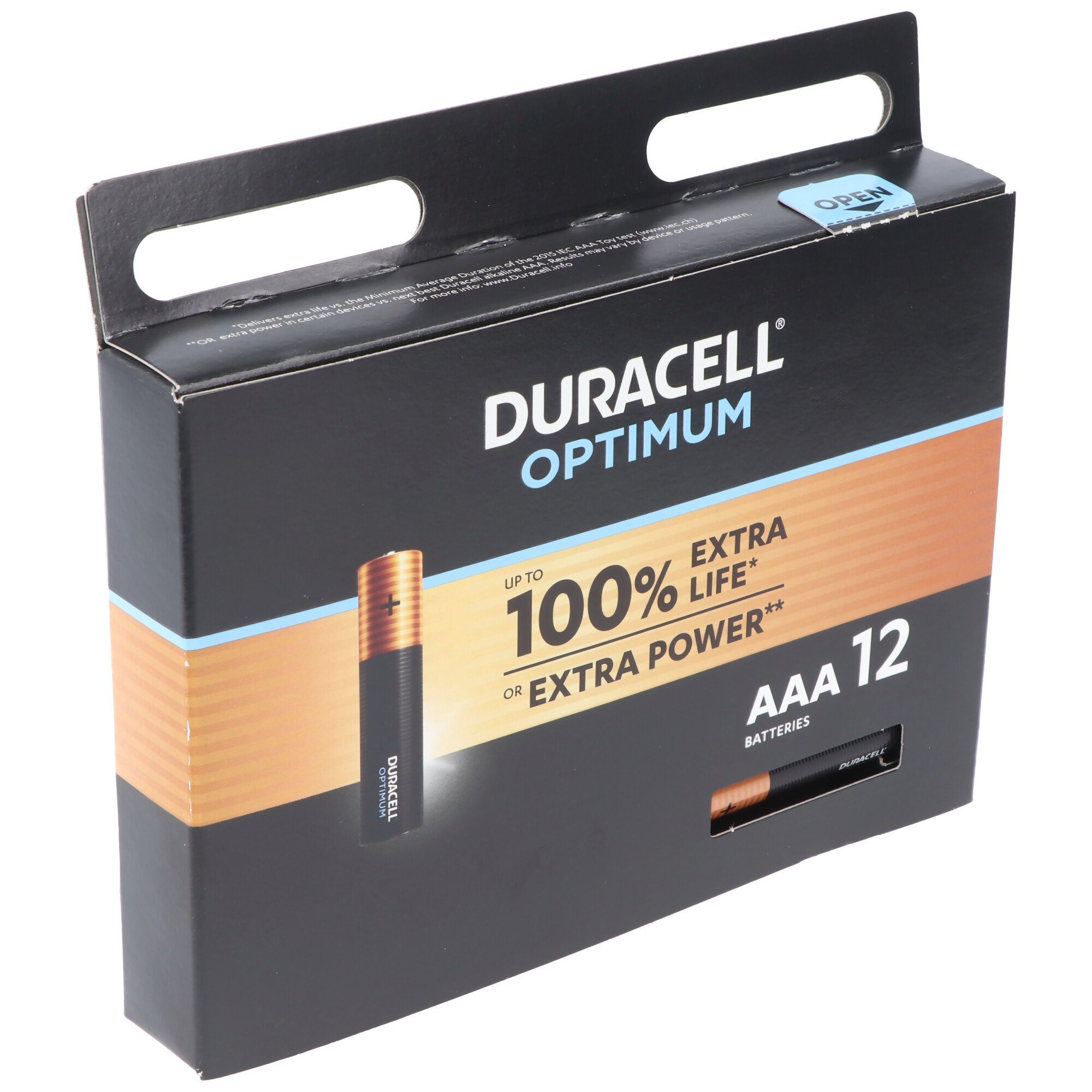 Duracell Duracell Optimum AAA Mignon Alkaline-Batterien, 1.5V LR03 MX2400, 12e Batterie