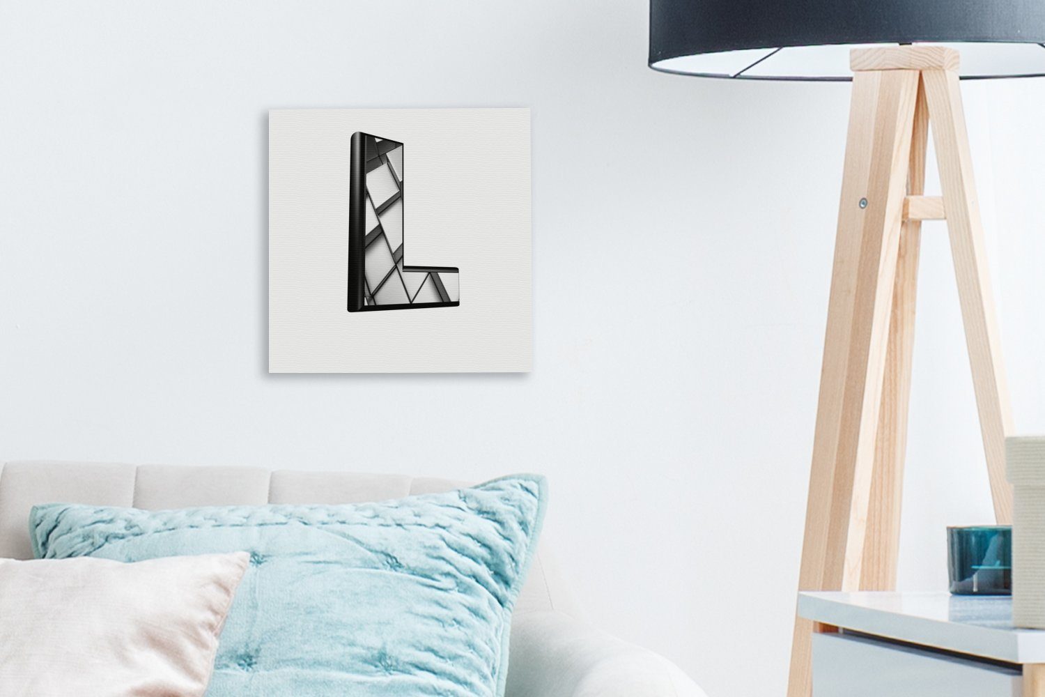 Eine Buchstabens für OneMillionCanvasses® Wohnzimmer Bilder St), Leinwand des Leinwandbild Schlafzimmer L, 3D-Darstellung (1