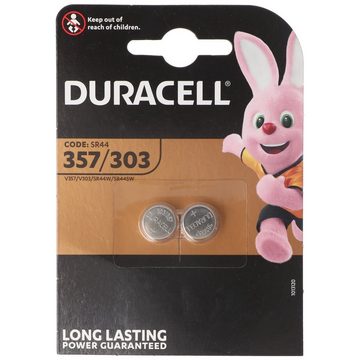 Duracell Duracell 357, 303, V357, V303, SR44, SR44SW, Uhrenbatterie D357, 2er Knopfzelle, (1,6 V)