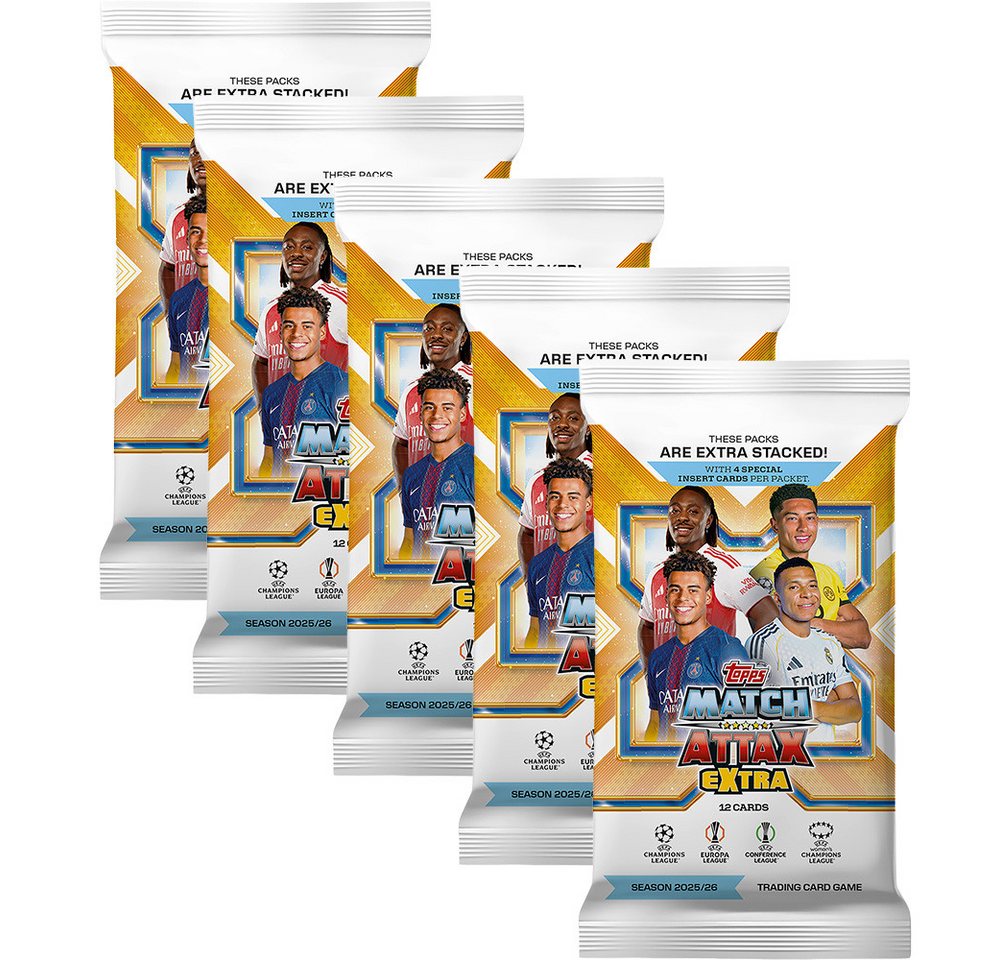Topps Sammelkarte Match Attax Champions League 2025/26 EXTRA Trading Cards - 5 Booster