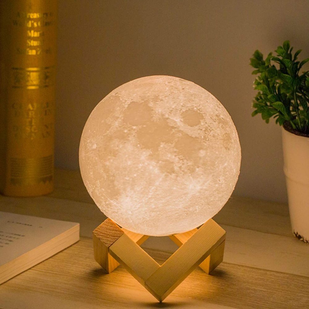 Mmgoqqt LED Nachtlicht Mond Lampe 3D-gedruckte Helligkeit dimmbar Mondlicht  USB wiederaufladbare Nachttischlampe Damengeschenk Nachtlicht für  Kinderzimmer 8 cm
