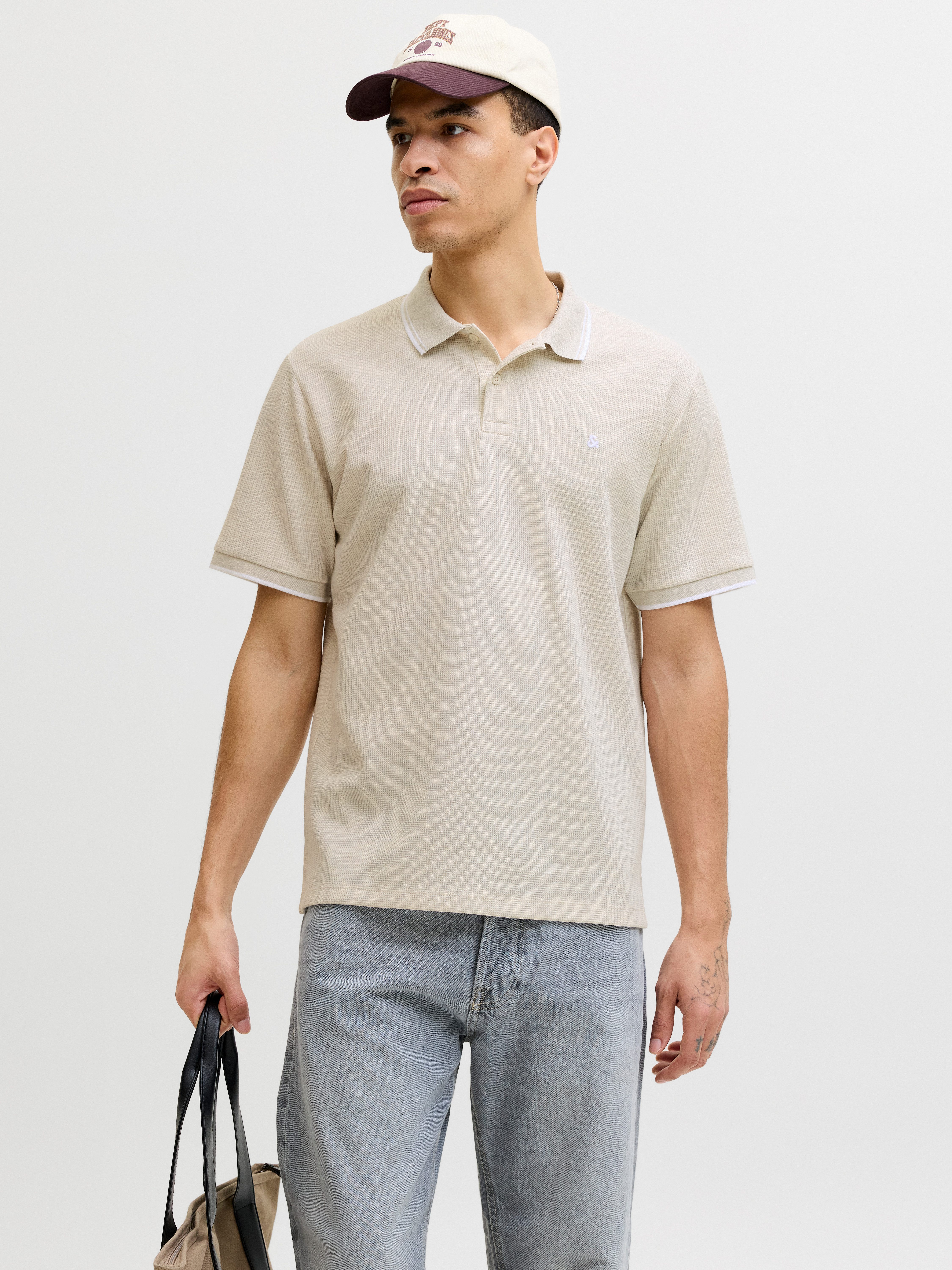 Jack & Jones Poloshirt JJEAUSTIN POLO SS NOOS Materialmix, regular fit
