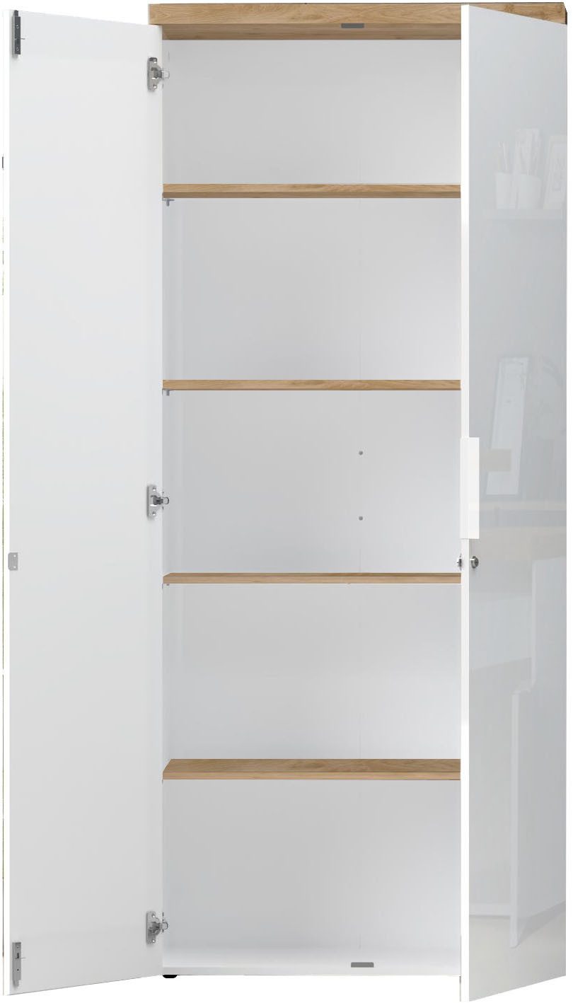 Home affaire Aktenschrank Easy B/H 81/193 cm, Büroschrank, Mehrzweckschrank mit 2 Türen abschließbar, 4 Böden, Metallgriffe, Top 38 mm stark – Bild 4 von 5
