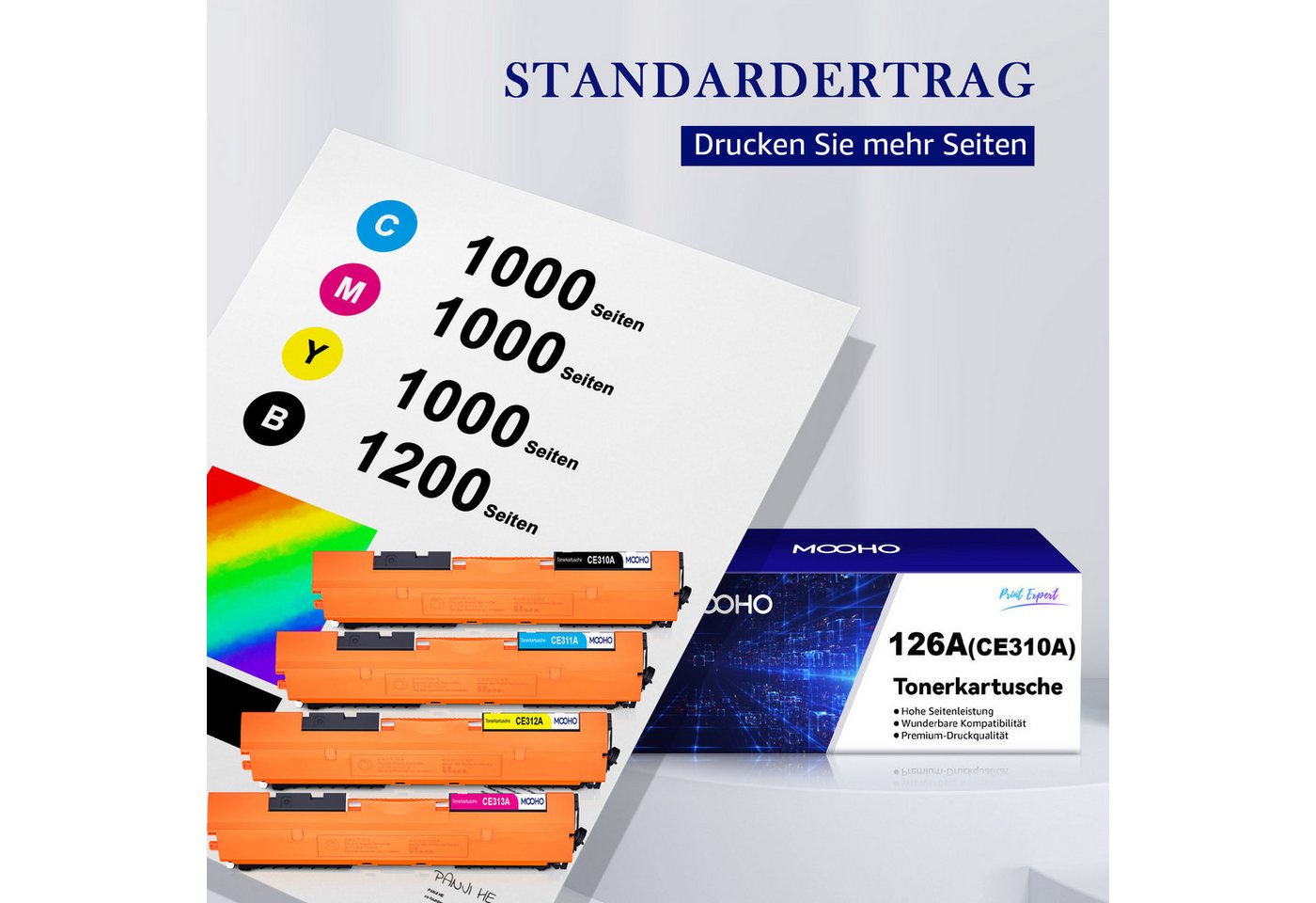 Thumbnail - MOOHO Tonerpatrone 1xSchwarz für HP 126 A CE310A MFP M177fw TopShot Laserjet CP1050, (CE310A CE311A CE312A CE313A)