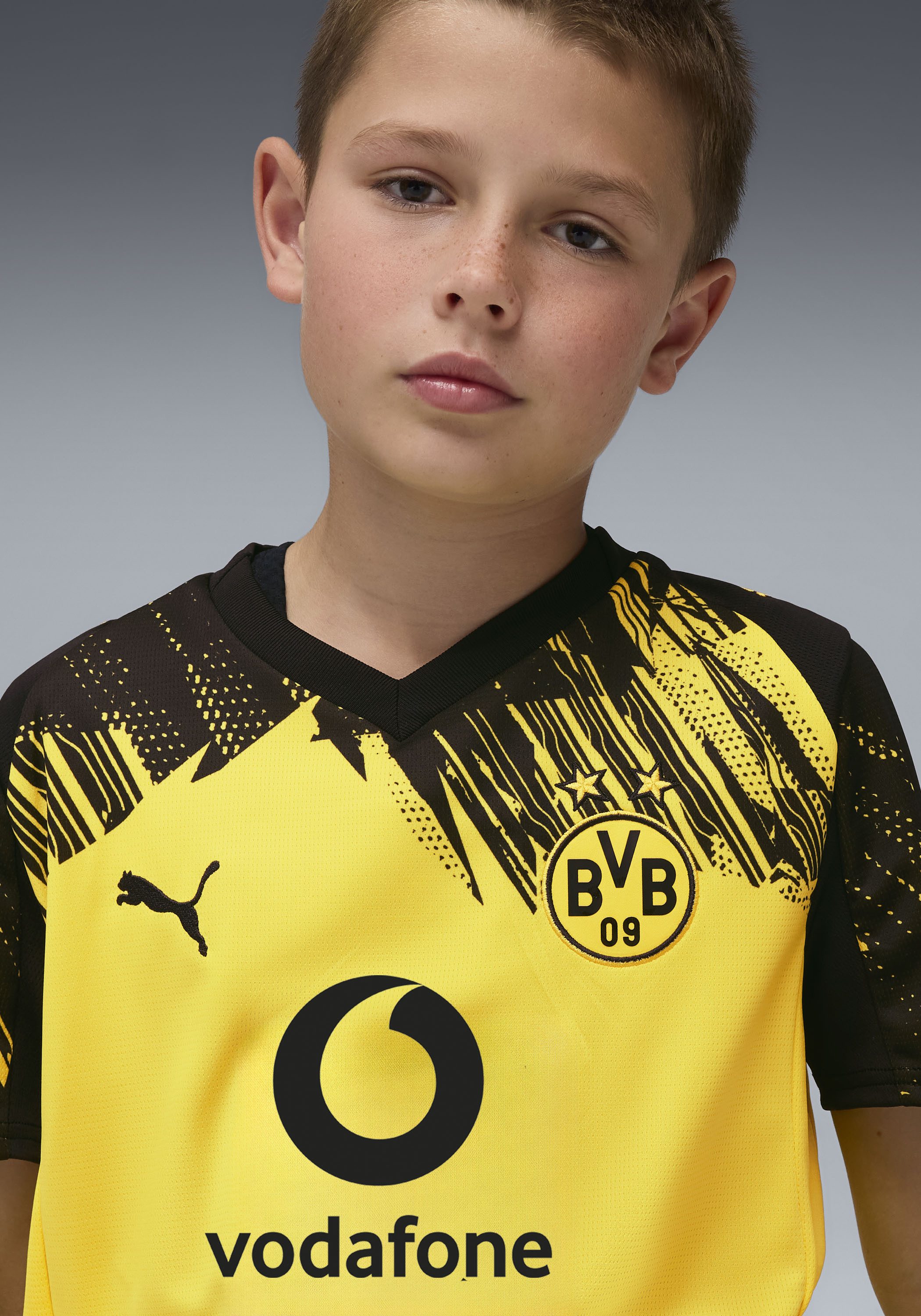 PUMA Fußballtrikot BVB HOME JERSEY REPLICA JR WITH SPONSOR für Fußball, aus Polyester, ohne Kapuze, sportlicher Stil